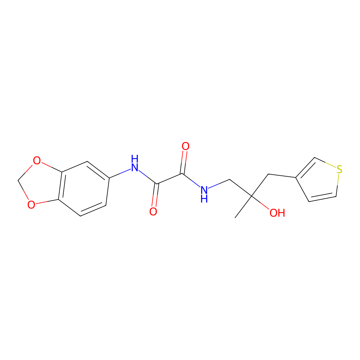 N-(2H-1,3-benzodioxol-5-yl)-N'-[2-hydroxy-2-methyl-3-(thiophen-3-yl)propyl]ethanediamide molecular structure, CAS 2097884-25-6