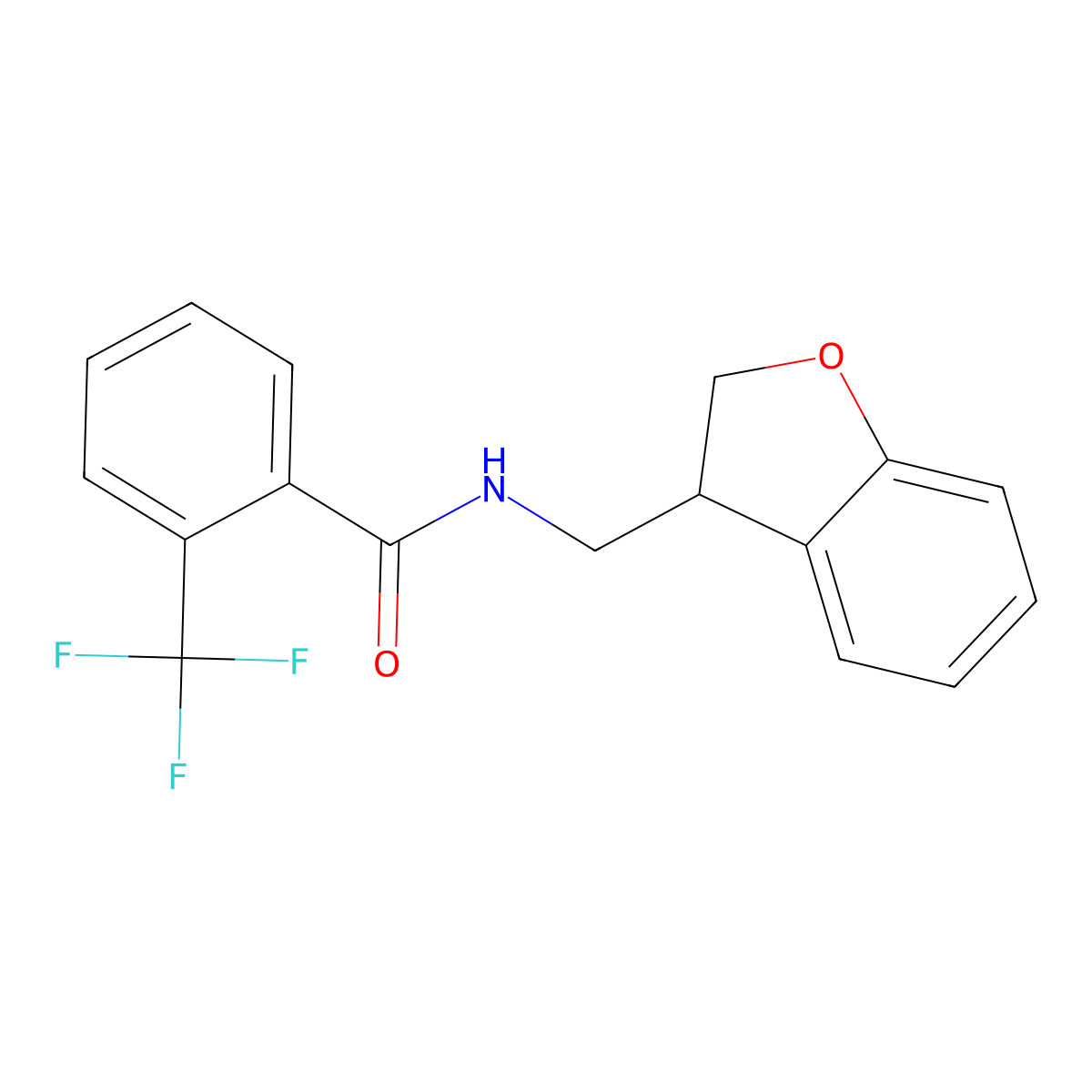 N-[(2,3-dihydro-1-benzofuran-3-yl)methyl]-2-(trifluoromethyl)benzamide molecular structure, CAS 2097884-28-9