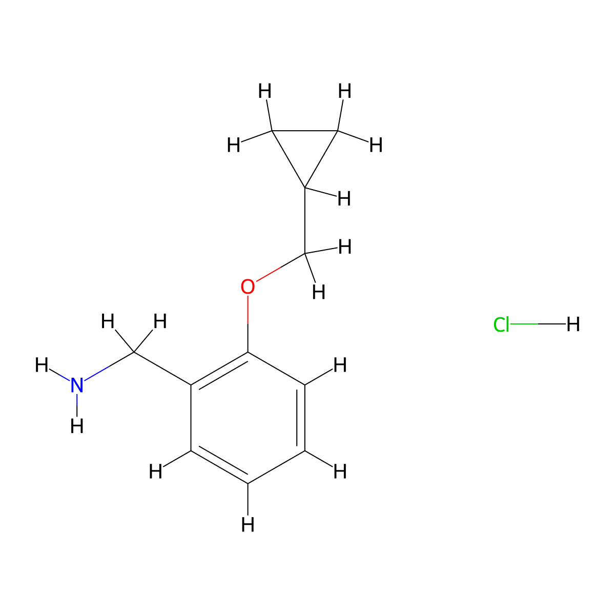 1-[2-(Cyclopropylmethoxy)phenyl]methanamine hydrochloride molecular structure, CAS 2097884-29-0
