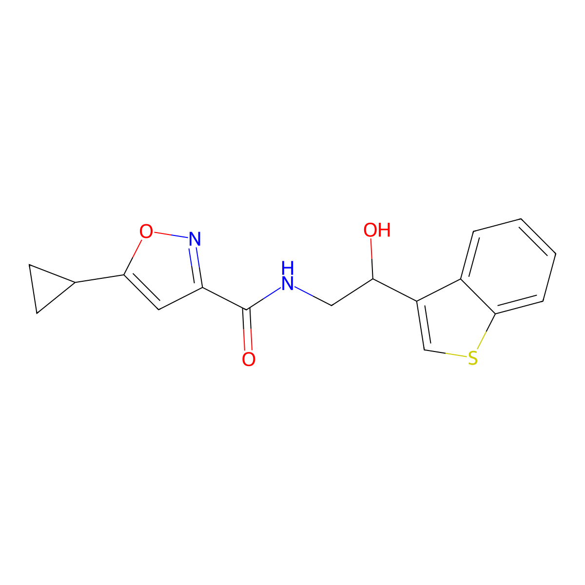N-(2-(benzo[b]thiophen-3-yl)-2-hydroxyethyl)-5-cyclopropylisoxazole-3-carboxamide molecular structure, CAS 2097884-35-8