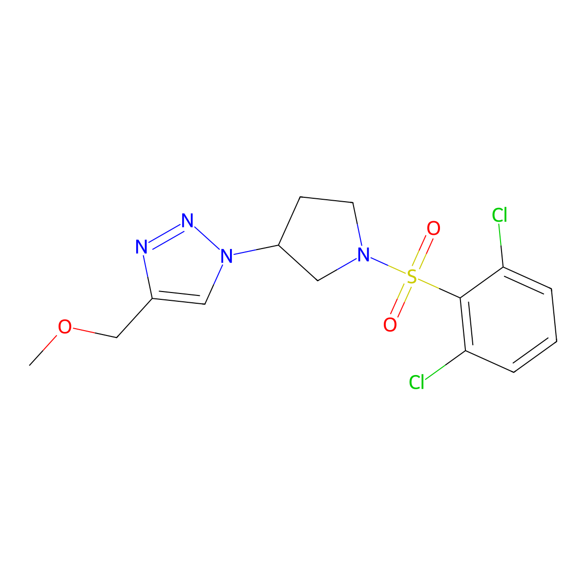 1-[1-(2,6-dichlorobenzenesulfonyl)pyrrolidin-3-yl]-4-(methoxymethyl)-1H-1,2,3-triazole molecular structure, CAS 2097884-36-9