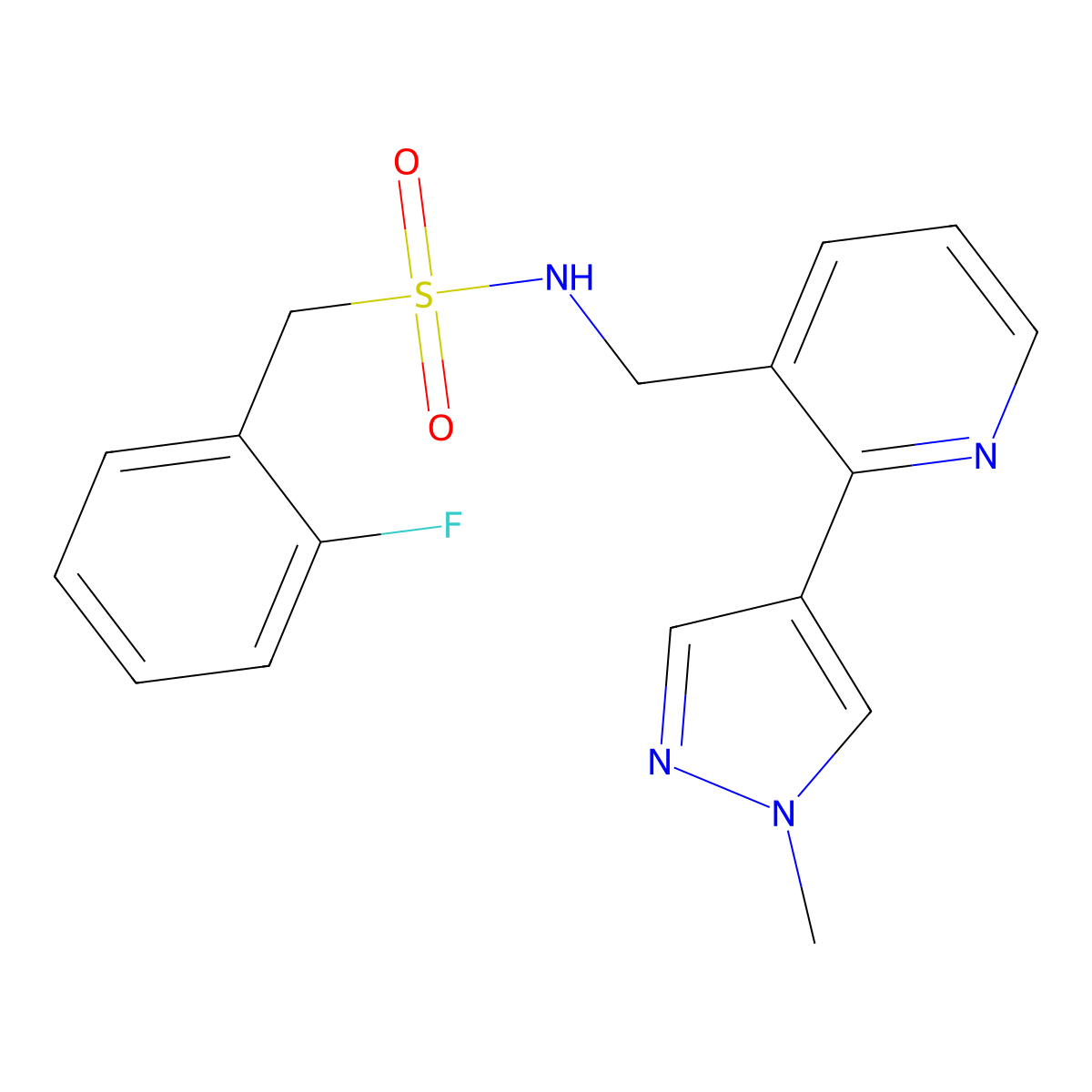 1-(2-fluorophenyl)-N-{[2-(1-methyl-1H-pyrazol-4-yl)pyridin-3-yl]methyl}methanesulfonamide molecular structure, CAS 2097884-37-0