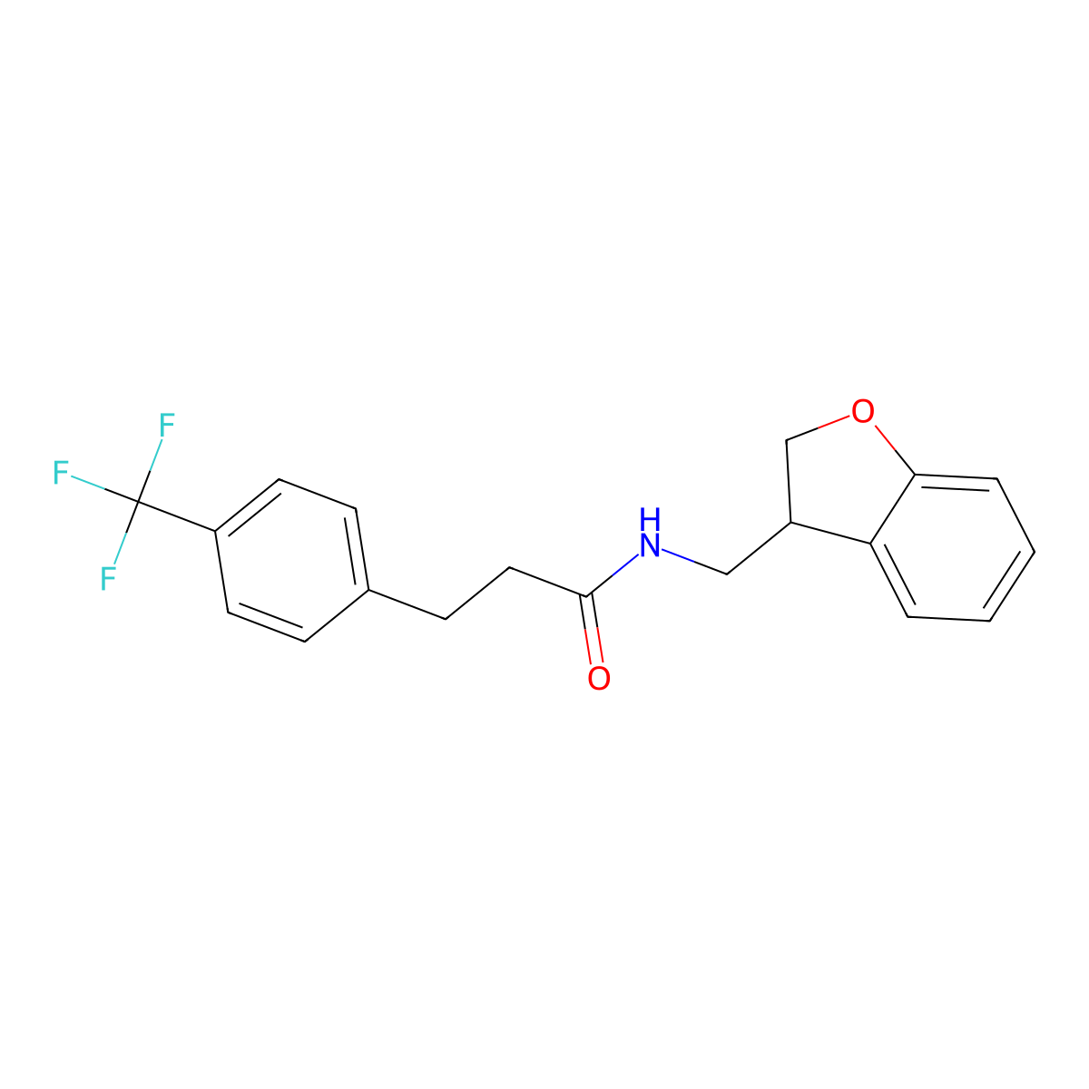 N-[(2,3-dihydro-1-benzofuran-3-yl)methyl]-3-[4-(trifluoromethyl)phenyl]propanamide molecular structure, CAS 2097884-40-5
