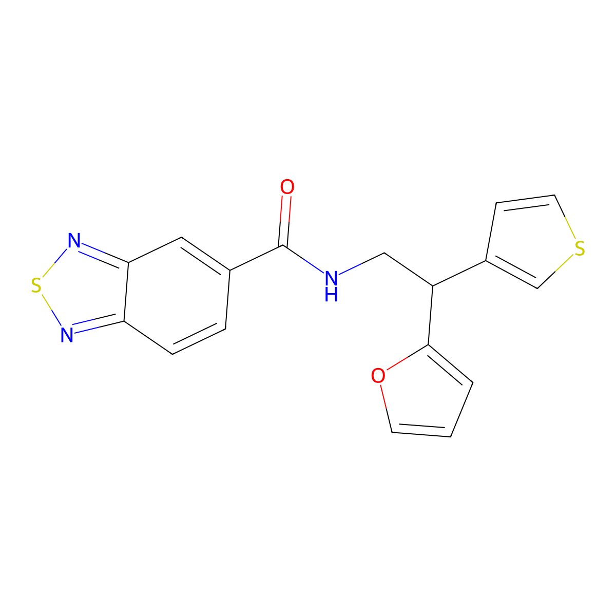 N-[2-(furan-2-yl)-2-(thiophen-3-yl)ethyl]-2,1,3-benzothiadiazole-5-carboxamide molecular structure, CAS 2097884-44-9