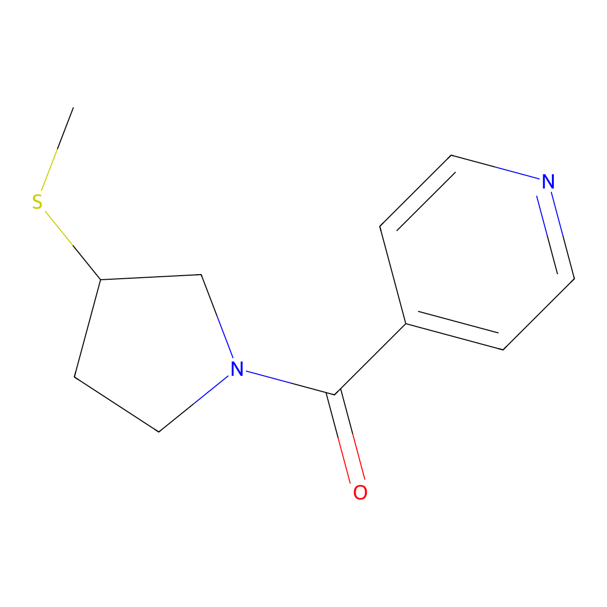 4-[3-(Methylsulfanyl)pyrrolidine-1-carbonyl]pyridine molecular structure, CAS 2097884-46-1