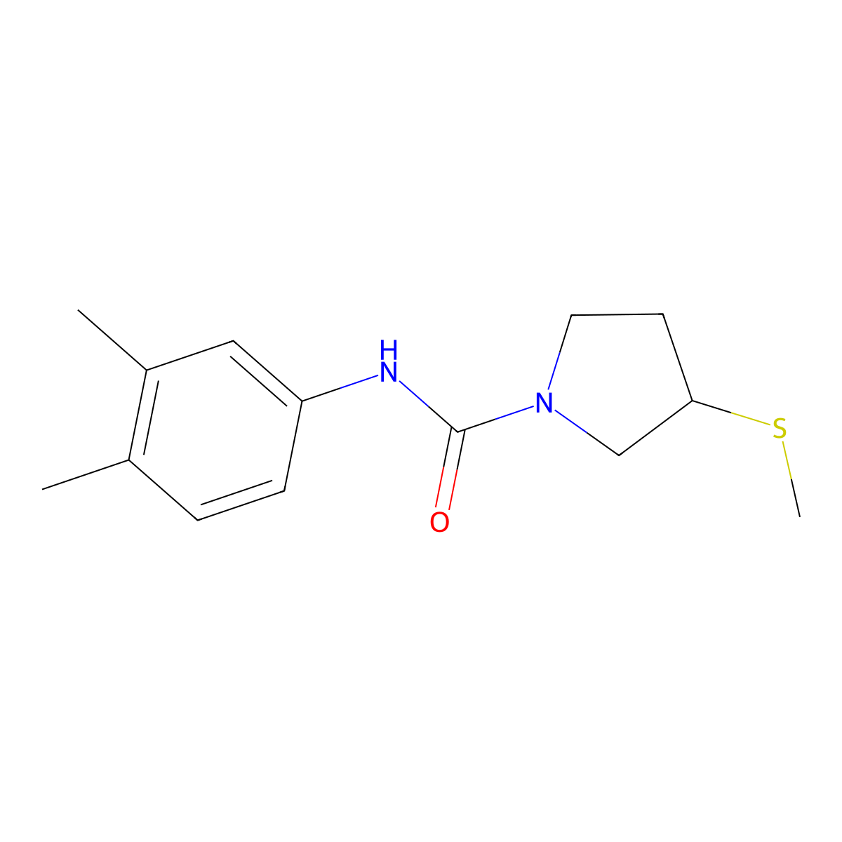 N-(3,4-dimethylphenyl)-3-(methylsulfanyl)pyrrolidine-1-carboxamide molecular structure, CAS 2097884-51-8