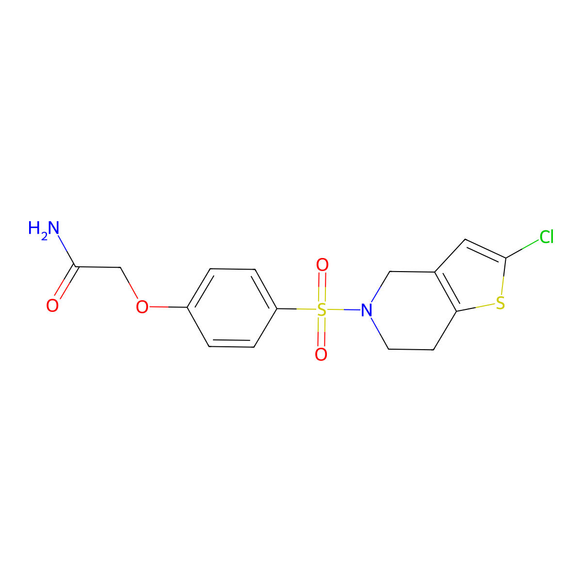 2-[4-({2-chloro-4H,5H,6H,7H-thieno[3,2-c]pyridin-5-yl}sulfonyl)phenoxy]acetamide molecular structure, CAS 2097884-53-0