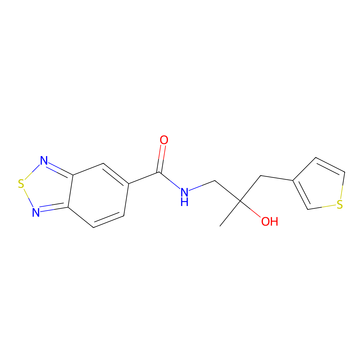 N-[2-hydroxy-2-methyl-3-(thiophen-3-yl)propyl]-2,1,3-benzothiadiazole-5-carboxamide molecular structure, CAS 2097884-56-3