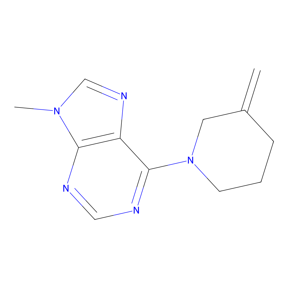 9-methyl-6-(3-methylidenepiperidin-1-yl)-9H-purine molecular structure, CAS 2097884-57-4