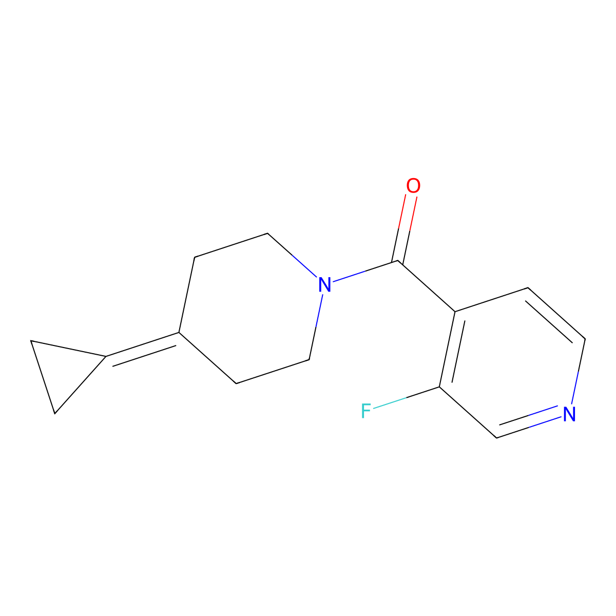 (4-Cyclopropylidenepiperidin-1-yl)(3-fluoropyridin-4-yl)methanone molecular structure, CAS 2097884-69-8