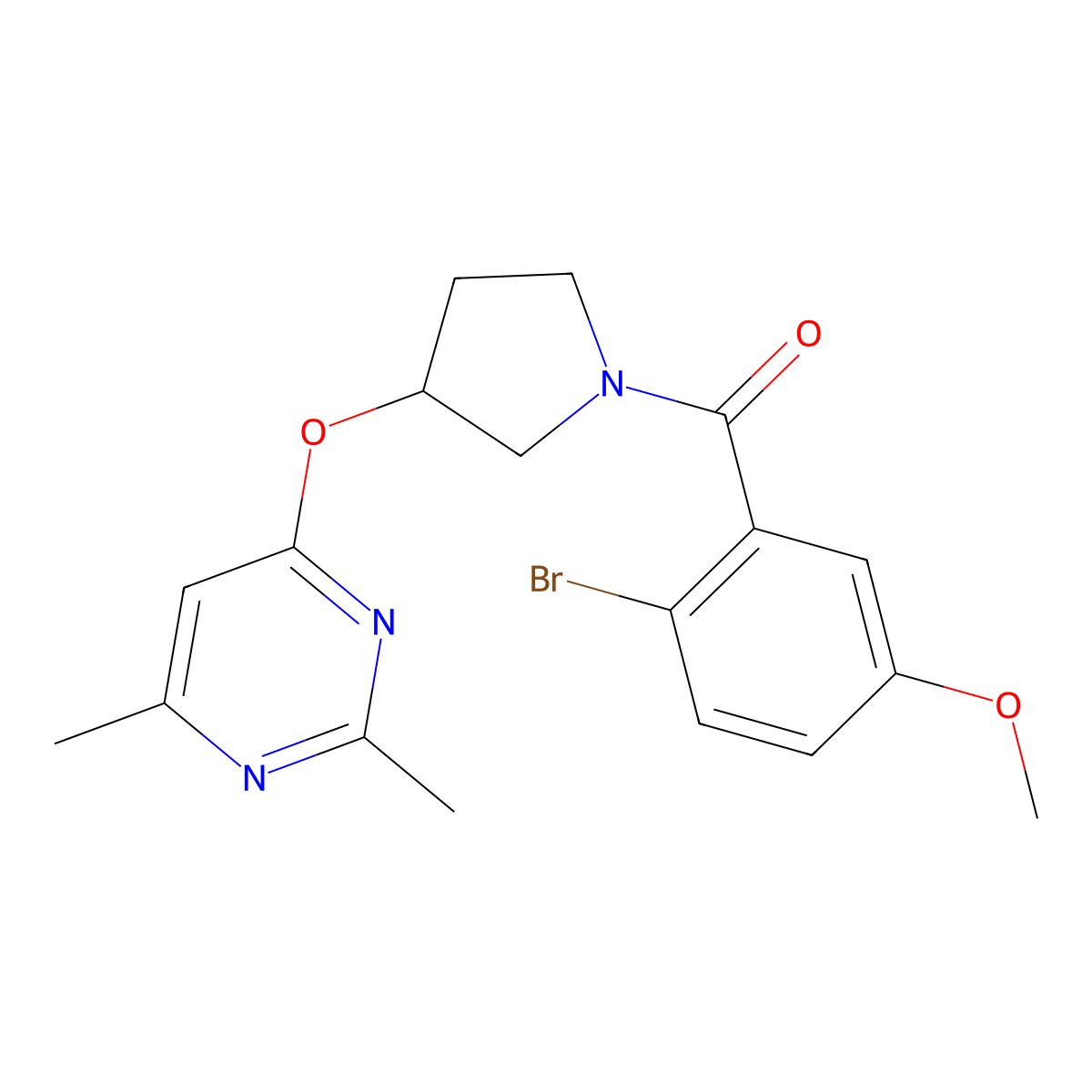 4-{[1-(2-Bromo-5-methoxybenzoyl)pyrrolidin-3-yl]oxy}-2,6-dimethylpyrimidine molecular structure, CAS 2097887-88-0