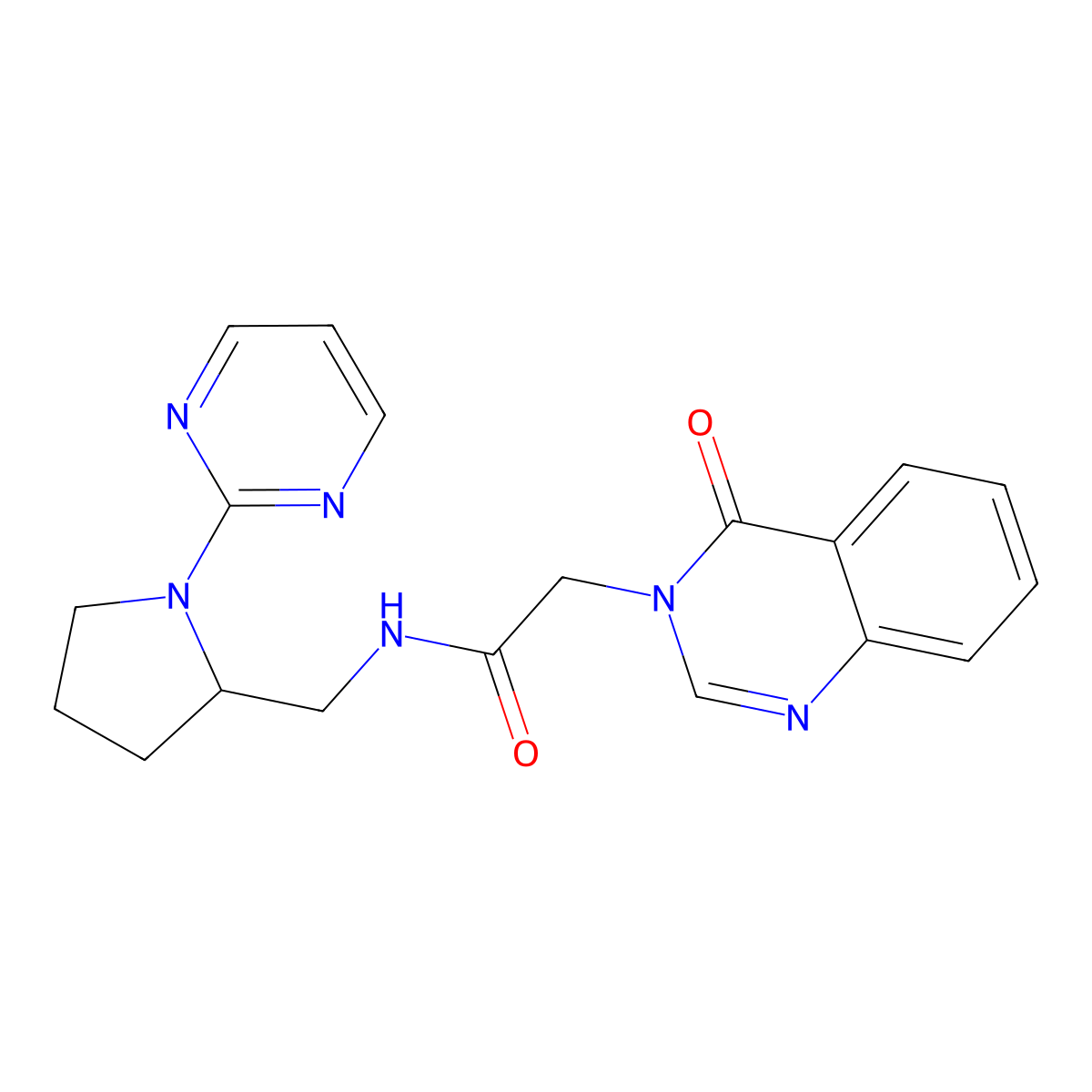 2-(4-oxo-3,4-dihydroquinazolin-3-yl)-N-{[1-(pyrimidin-2-yl)pyrrolidin-2-yl]methyl}acetamide molecular structure, CAS 2097887-91-5