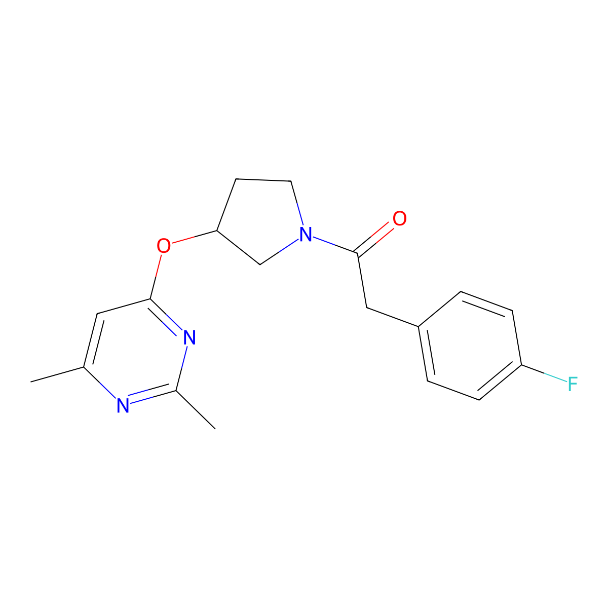 1-{3-[(2,6-Dimethylpyrimidin-4-yl)oxy]pyrrolidin-1-yl}-2-(4-fluorophenyl)ethan-1-one molecular structure, CAS 2097887-94-8