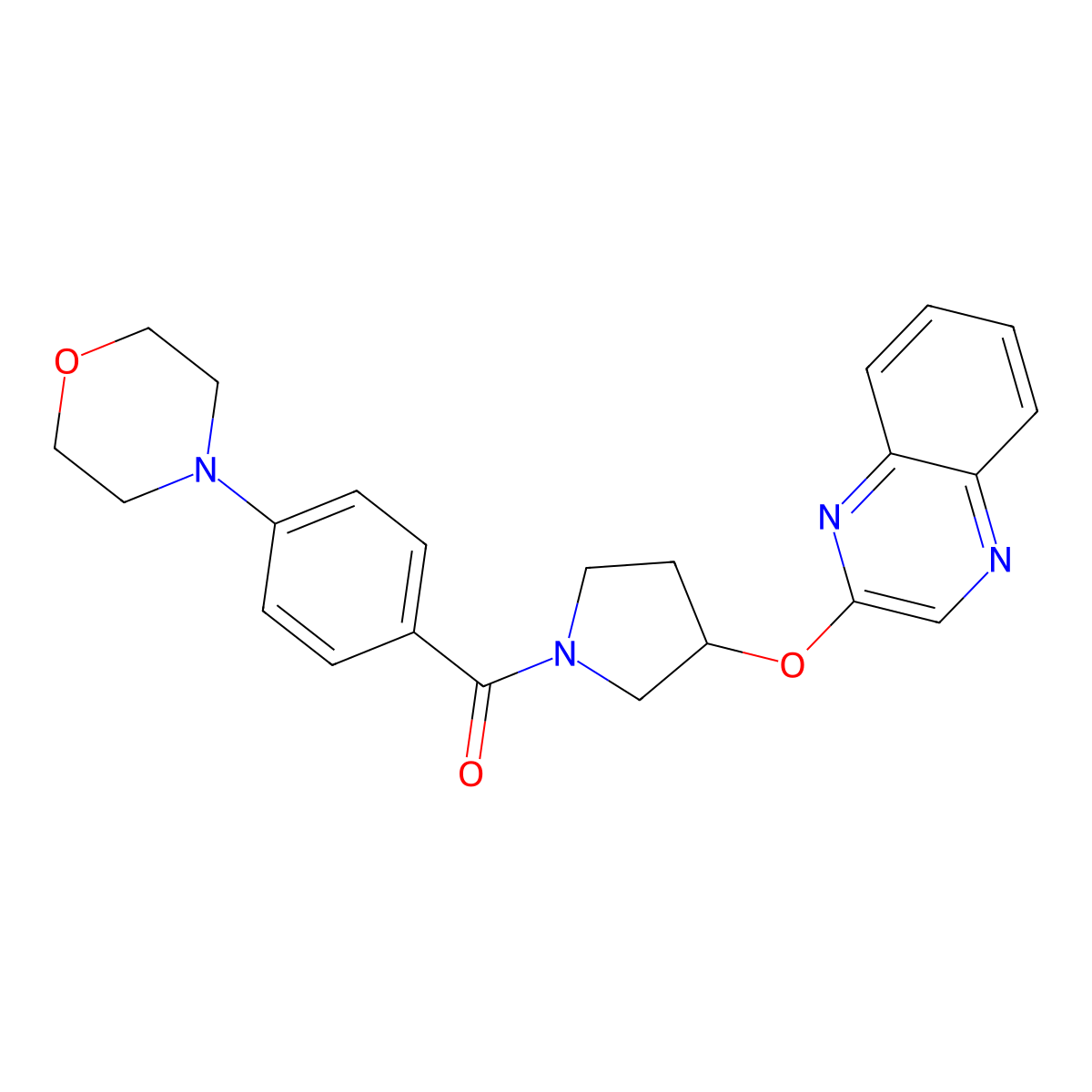 2-({1-[4-(Morpholin-4-yl)benzoyl]pyrrolidin-3-yl}oxy)quinoxaline molecular structure, CAS 2097888-03-2