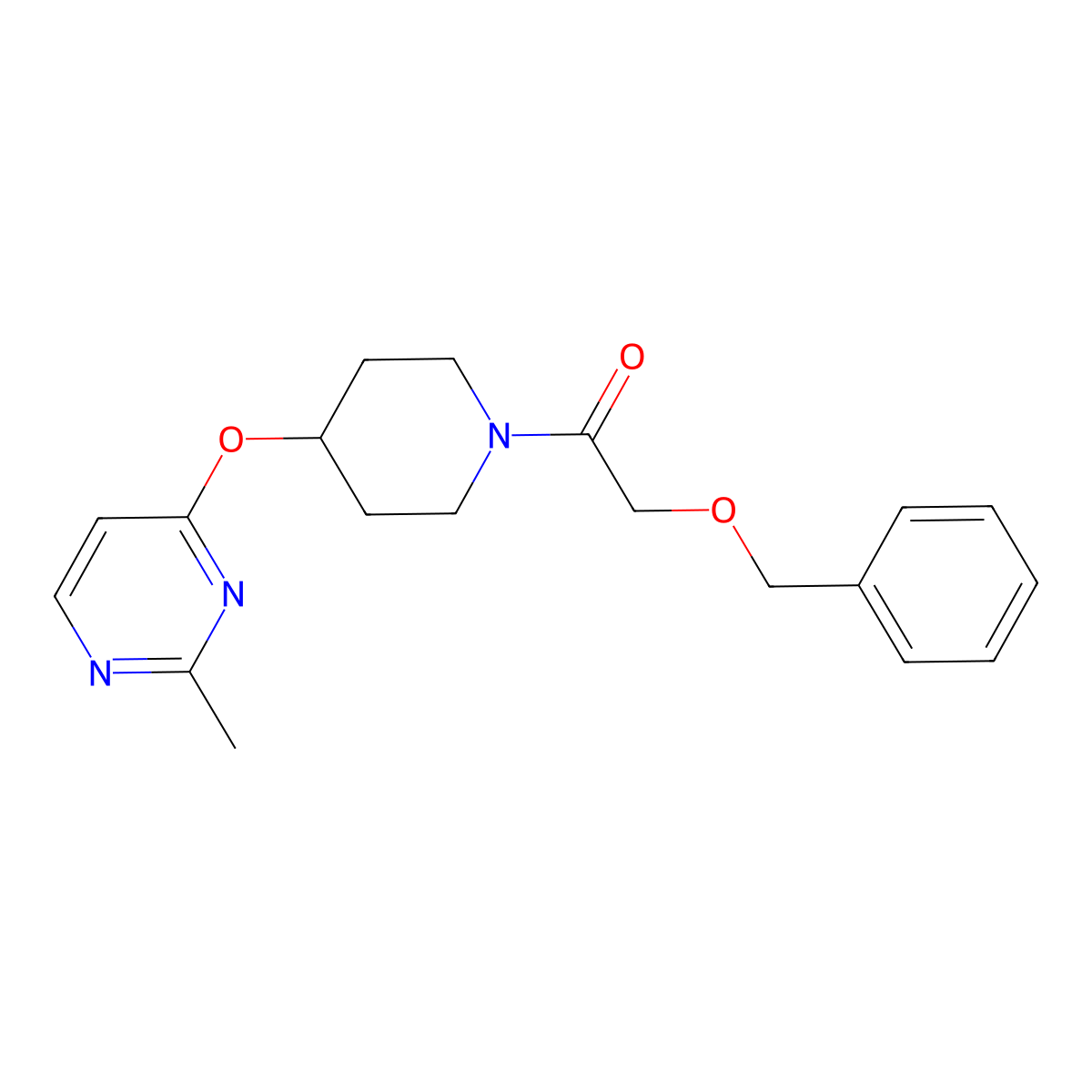 2-(Benzyloxy)-1-(4-((2-methylpyrimidin-4-yl)oxy)piperidin-1-yl)ethanone molecular structure, CAS 2097888-04-3