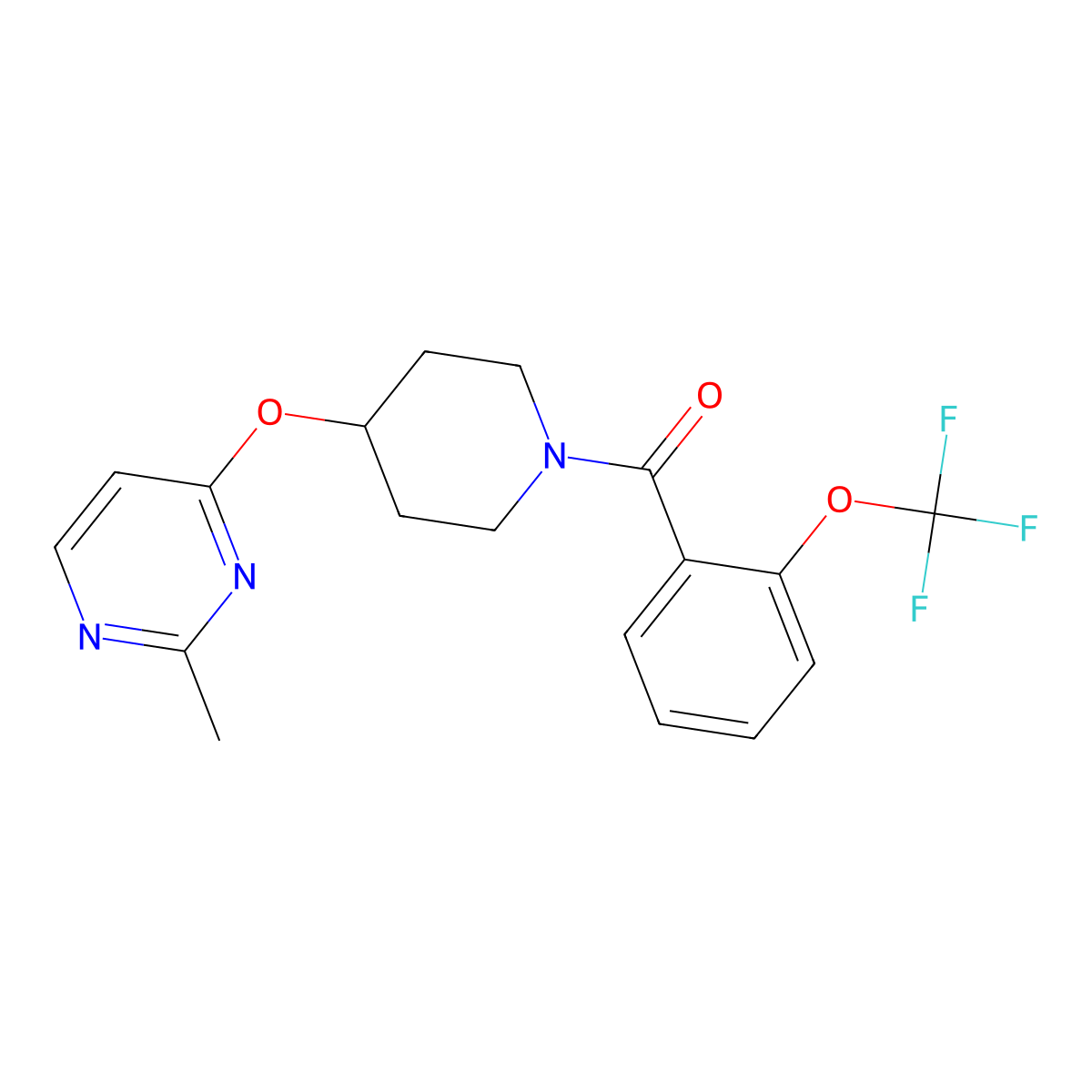 (4-((2-Methylpyrimidin-4-yl)oxy)piperidin-1-yl)(2-(trifluoromethoxy)phenyl)methanone molecular structure, CAS 2097888-08-7
