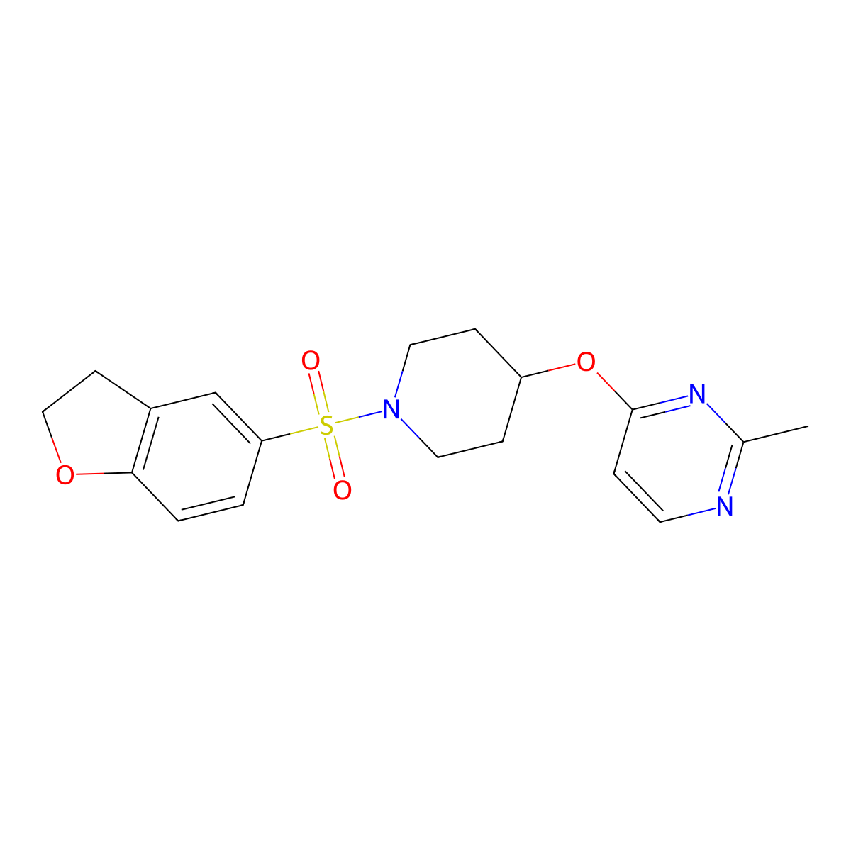 4-((1-((2,3-Dihydrobenzofuran-5-yl)sulfonyl)piperidin-4-yl)oxy)-2-methylpyrimidine molecular structure, CAS 2097888-11-2
