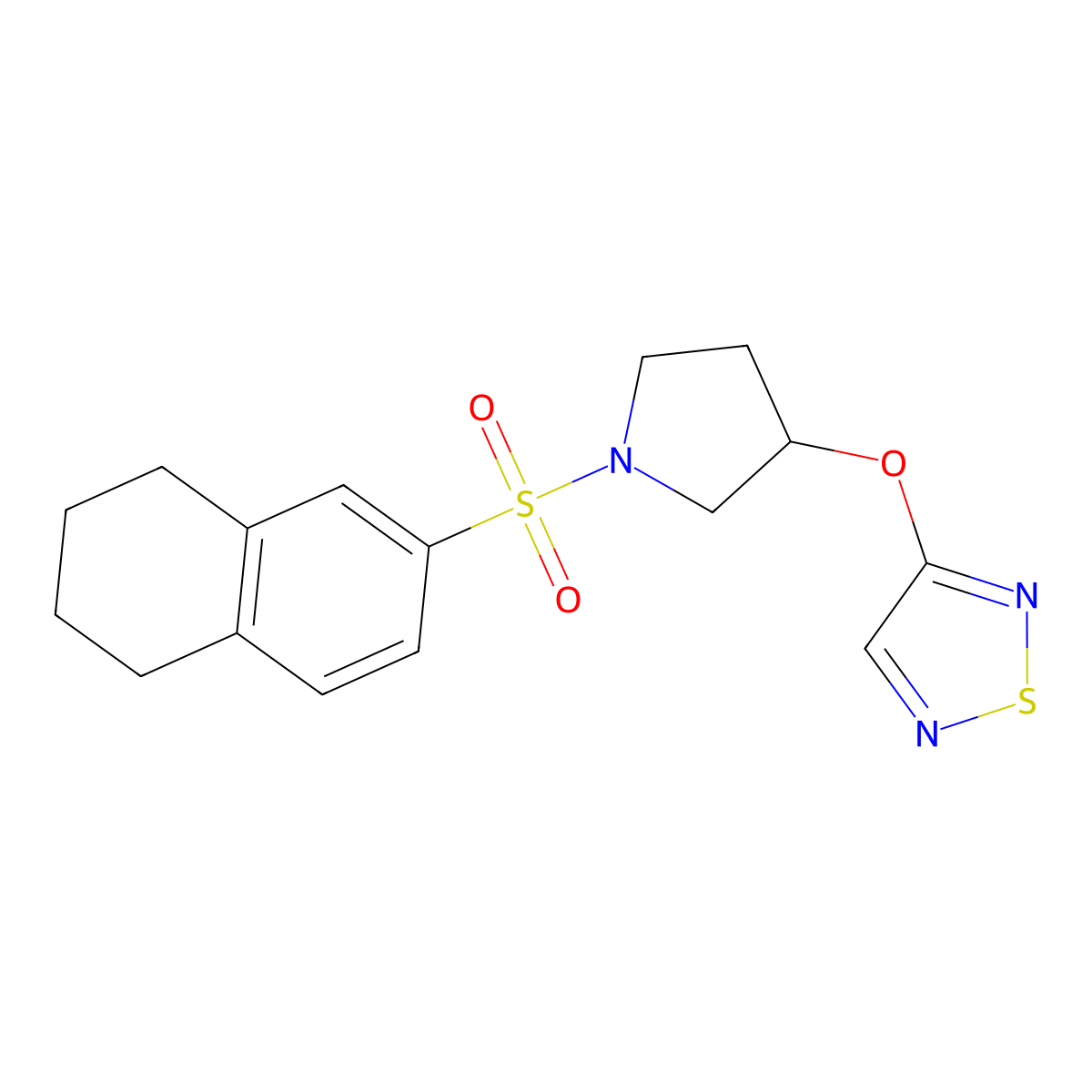 3-{[1-(5,6,7,8-Tetrahydronaphthalene-2-sulfonyl)pyrrolidin-3-yl]oxy}-1,2,5-thiadiazole molecular structure, CAS 2097888-16-7