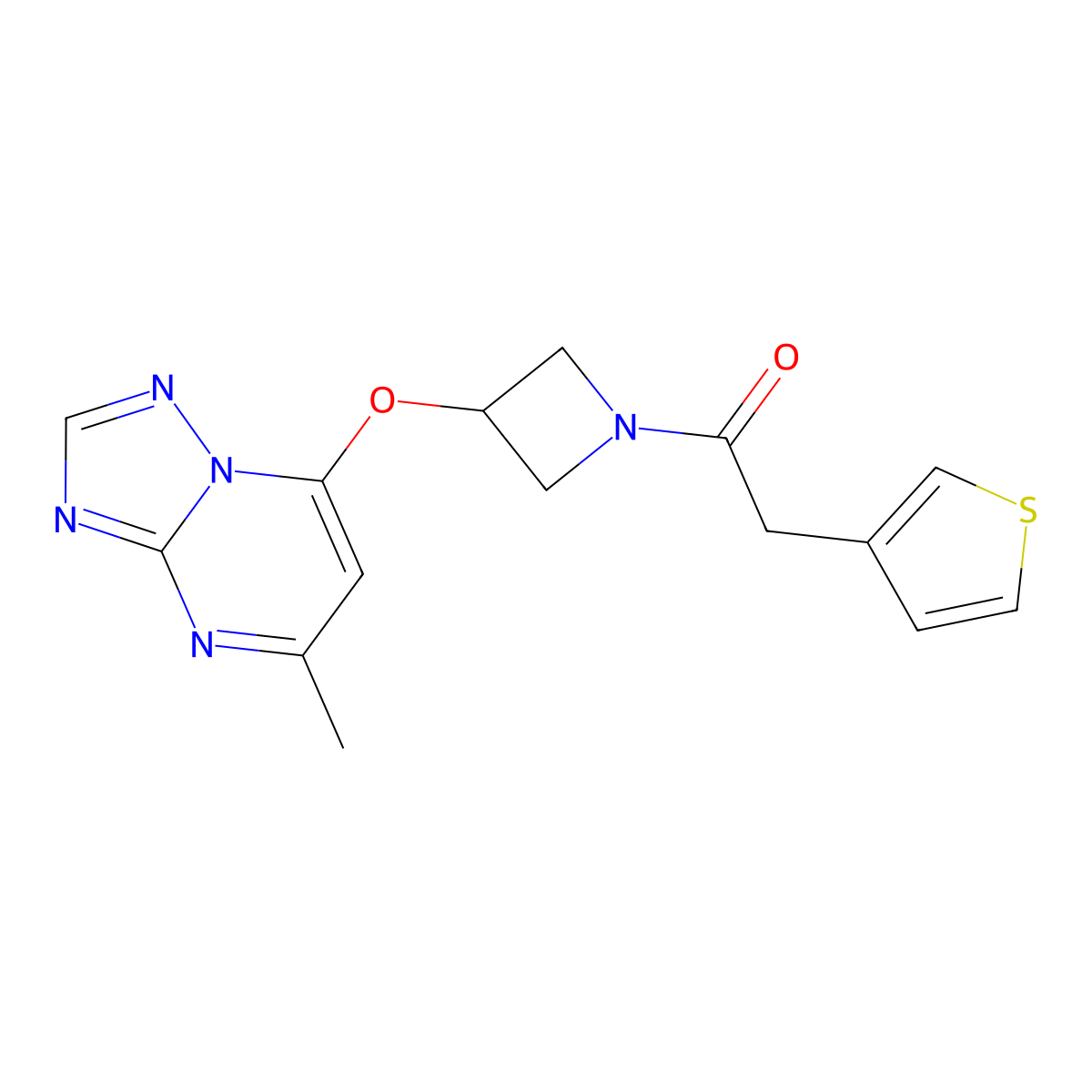 1-[3-({5-Methyl-[1,2,4]triazolo[1,5-a]pyrimidin-7-yl}oxy)azetidin-1-yl]-2-(thiophen-3-yl)ethan-1-one molecular structure, CAS 2097888-18-9