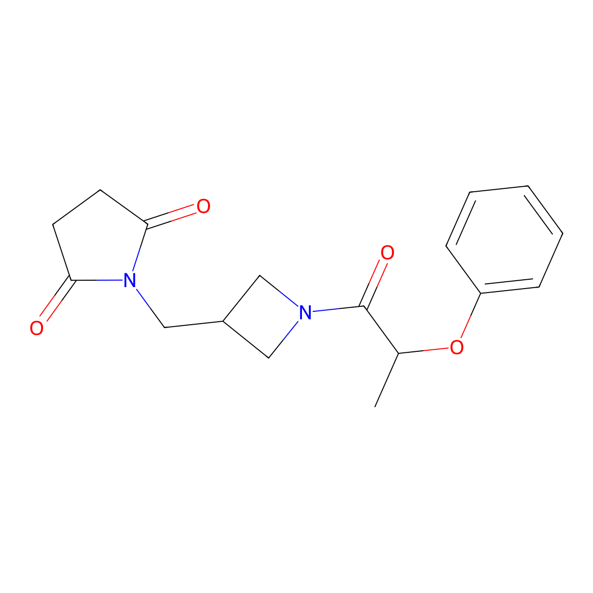 1-{[1-(2-Phenoxypropanoyl)azetidin-3-yl]methyl}pyrrolidine-2,5-dione molecular structure, CAS 2097888-20-3