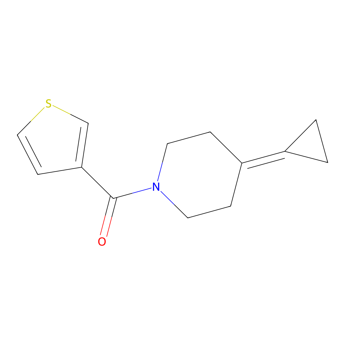 4-Cyclopropylidene-1-(thiophene-3-carbonyl)piperidine molecular structure, CAS 2097888-32-7