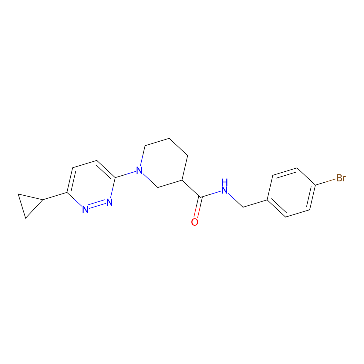 N-[(4-bromophenyl)methyl]-1-(6-cyclopropylpyridazin-3-yl)piperidine-3-carboxamide molecular structure, CAS 2097888-34-9