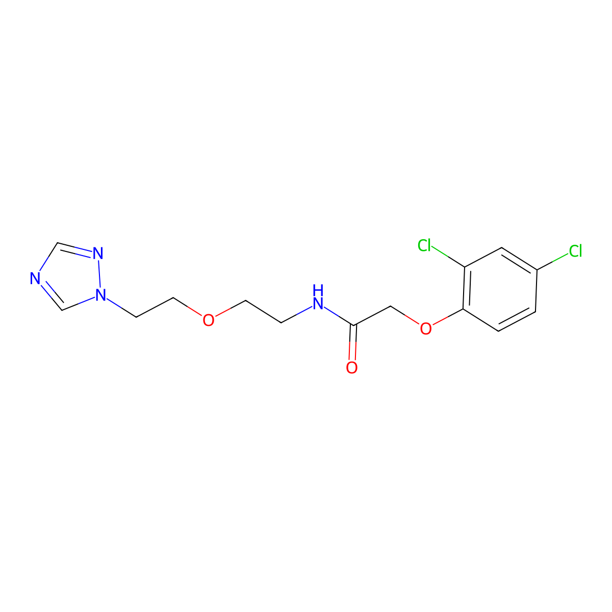 2-(2,4-dichlorophenoxy)-N-{2-[2-(1H-1,2,4-triazol-1-yl)ethoxy]ethyl}acetamide molecular structure, CAS 2097888-37-2