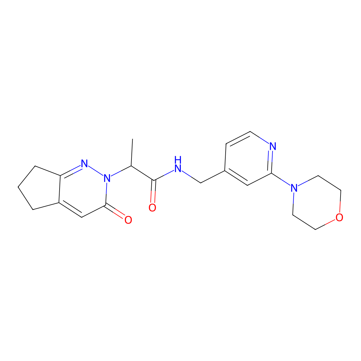 N-((2-morpholinopyridin-4-yl)methyl)-2-(3-oxo-3,5,6,7-tetrahydro-2H-cyclopenta[c]pyridazin-2-yl)propanamide molecular structure, CAS 2097888-40-7