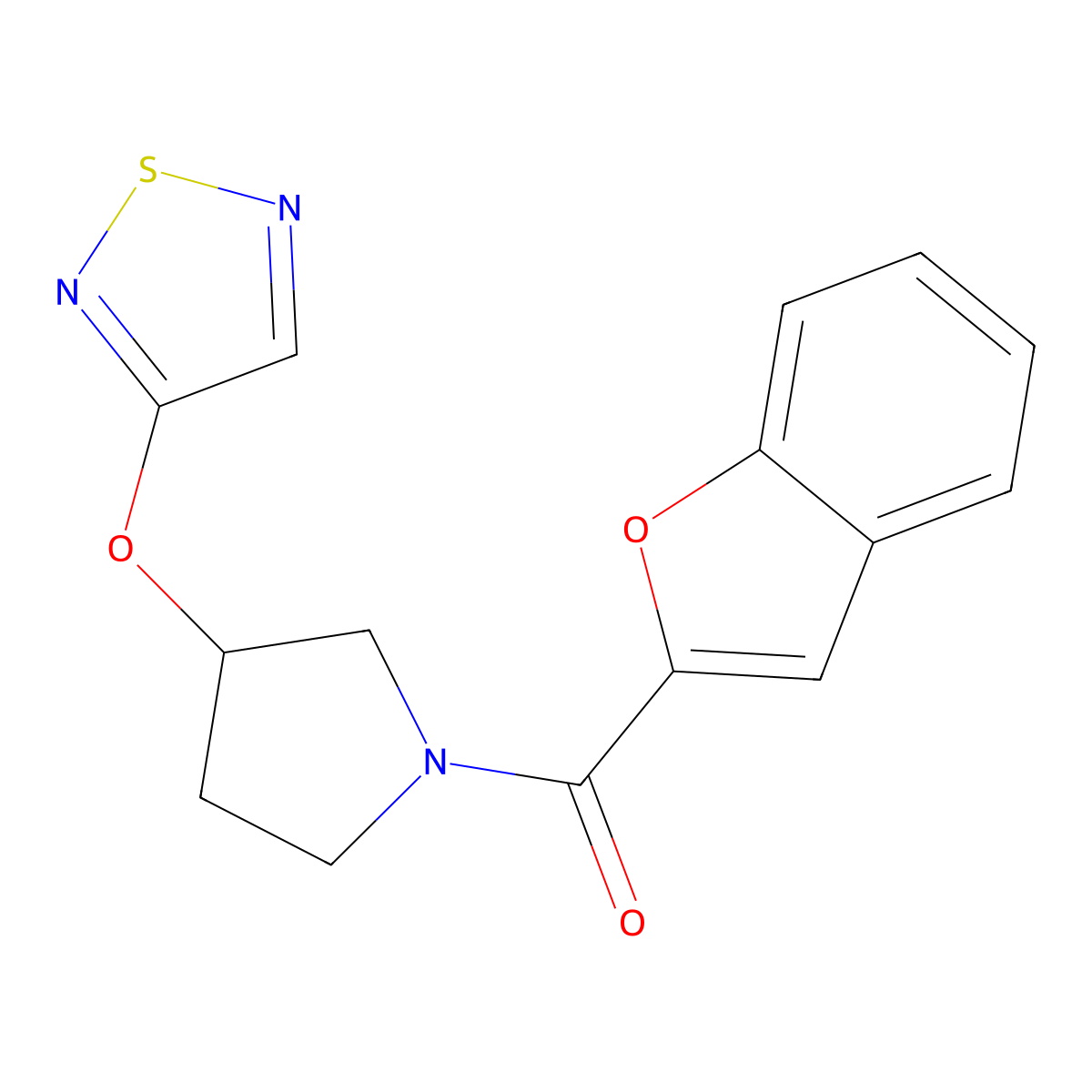 3-{[1-(1-Benzofuran-2-carbonyl)pyrrolidin-3-yl]oxy}-1,2,5-thiadiazole molecular structure, CAS 2097888-41-8