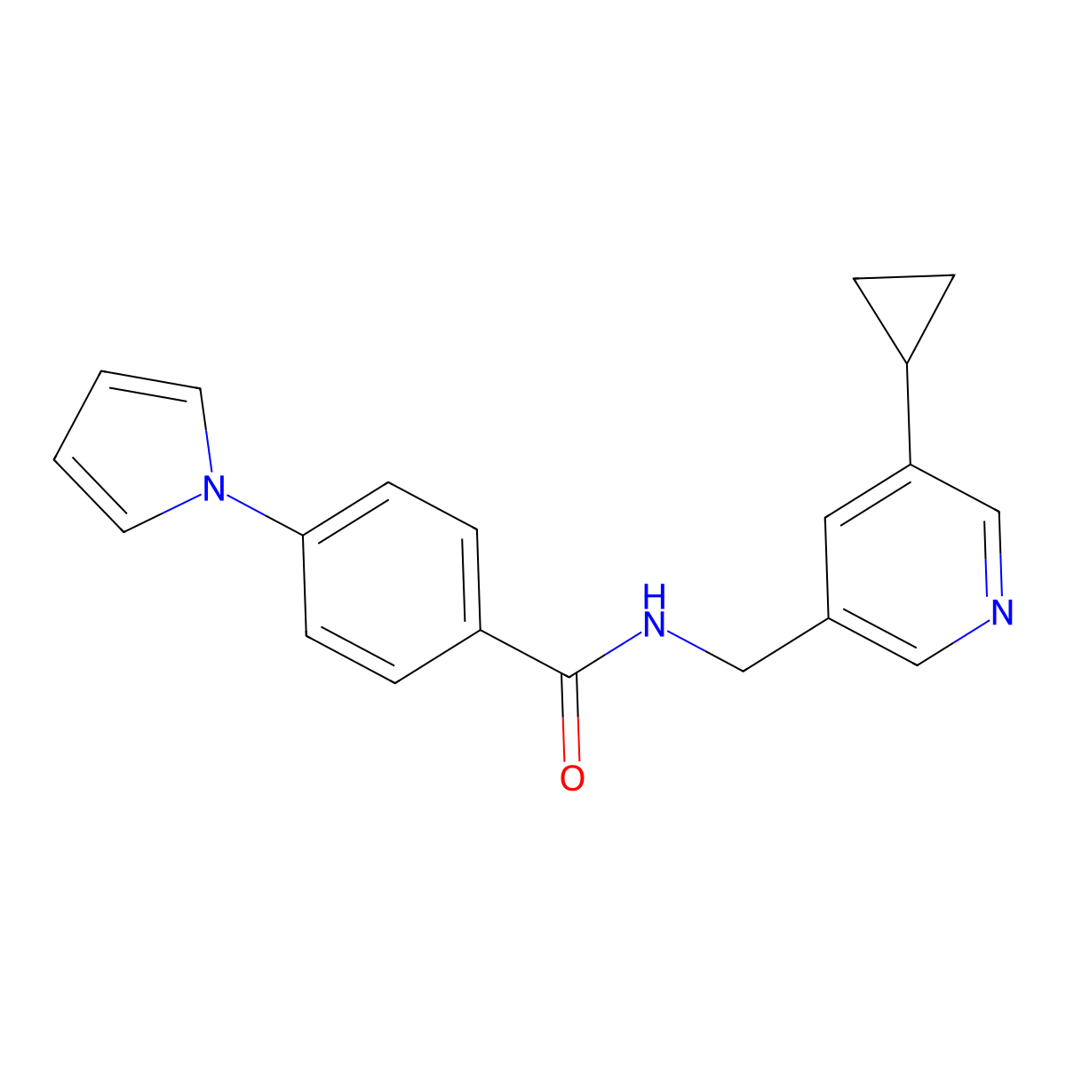 N-[(5-cyclopropylpyridin-3-yl)methyl]-4-(1H-pyrrol-1-yl)benzamide molecular structure, CAS 2097888-42-9