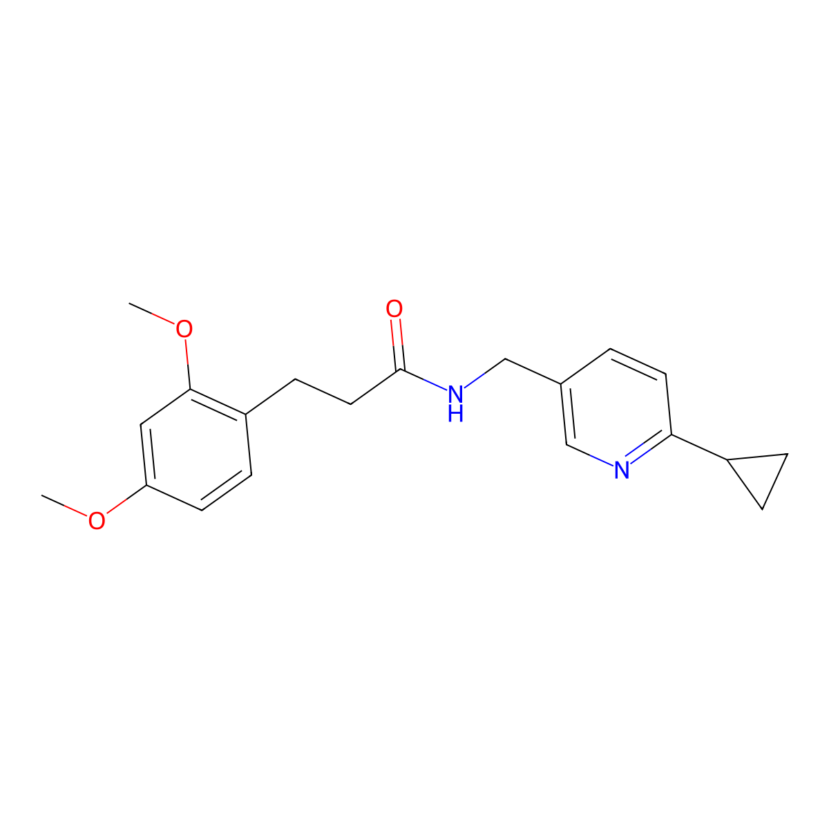 N-[(6-cyclopropylpyridin-3-yl)methyl]-3-(2,4-dimethoxyphenyl)propanamide molecular structure, CAS 2097888-45-2