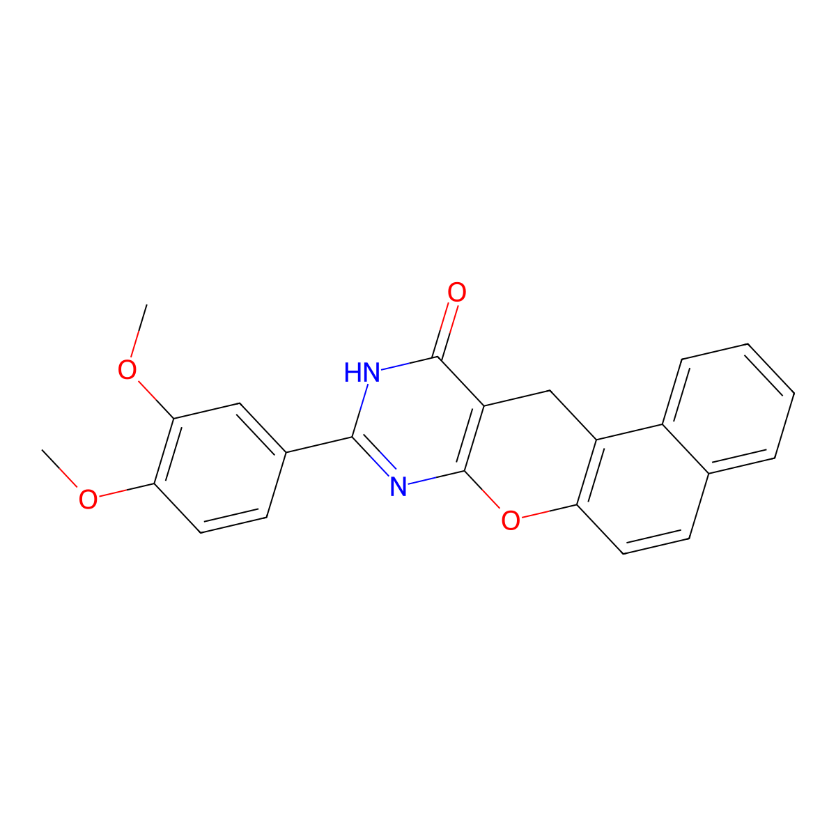 2-(3,4-dimethoxyphenyl)-4,5-dihydro-3H-12-oxa-1,3-diazatetraphen-4-one molecular structure, CAS 2097888-46-3
