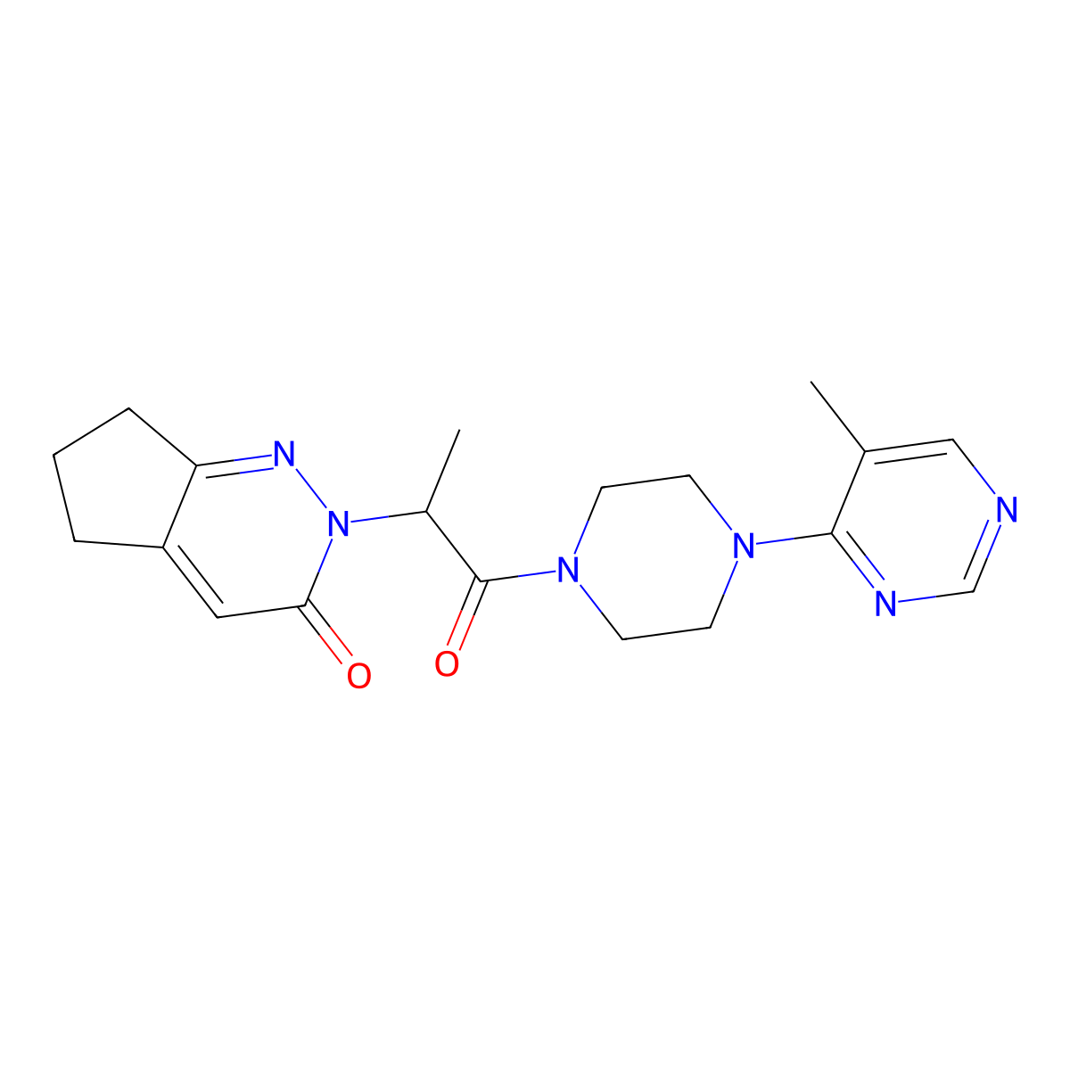 2-(1-(4-(5-methylpyrimidin-4-yl)piperazin-1-yl)-1-oxopropan-2-yl)-6,7-dihydro-2H-cyclopenta[c]pyridazin-3(5H)-one molecular structure, CAS 2097888-47-4