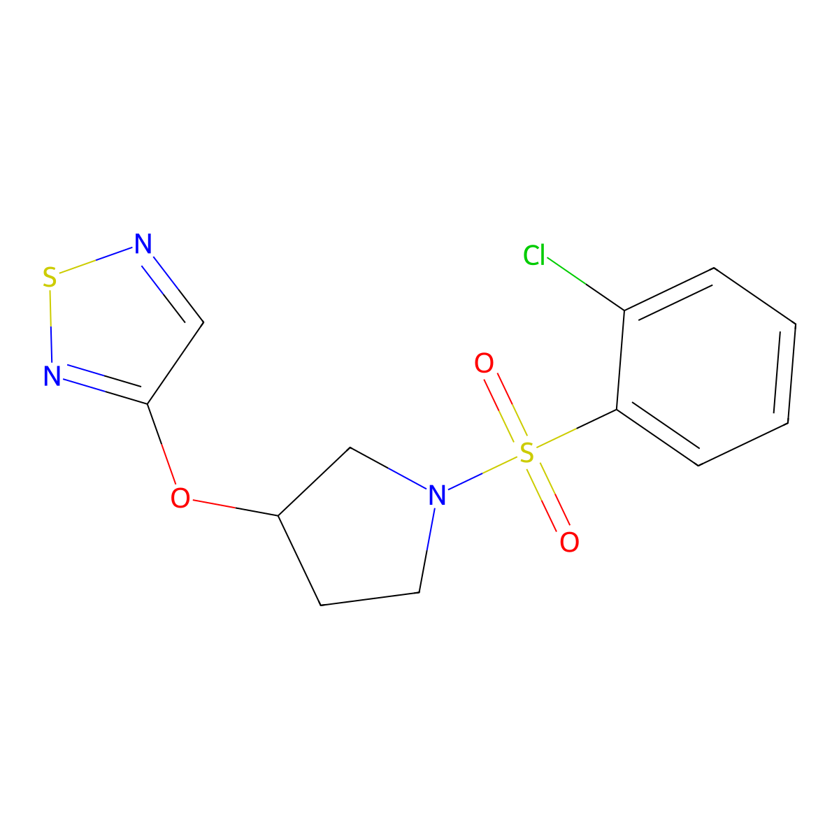 3-{[1-(2-Chlorobenzenesulfonyl)pyrrolidin-3-yl]oxy}-1,2,5-thiadiazole molecular structure, CAS 2097888-54-3
