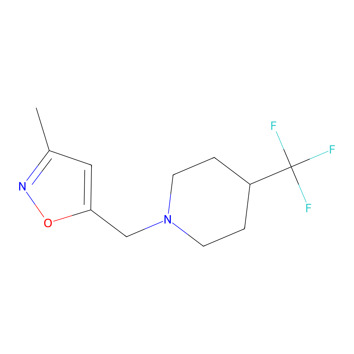 1-[(3-Methyl-1,2-oxazol-5-yl)methyl]-4-(trifluoromethyl)piperidine molecular structure, CAS 2097888-57-6