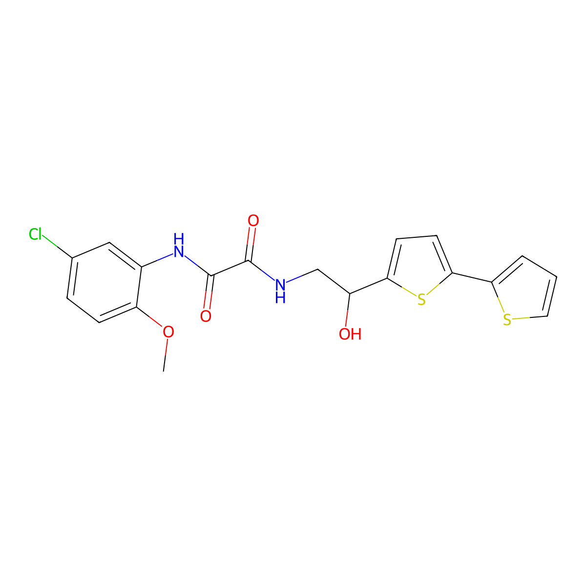 N-(2-{[2,2'-bithiophene]-5-yl}-2-hydroxyethyl)-N'-(5-chloro-2-methoxyphenyl)ethanediamide molecular structure, CAS 2097888-58-7