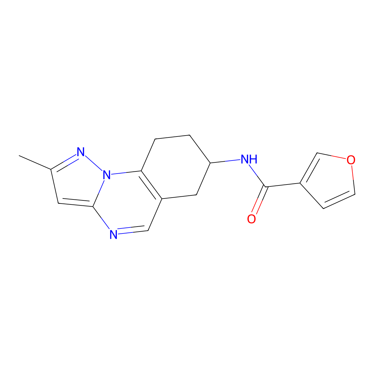 N-{2-methyl-6H,7H,8H,9H-pyrazolo[1,5-a]quinazolin-7-yl}furan-3-carboxamide molecular structure, CAS 2097888-63-4