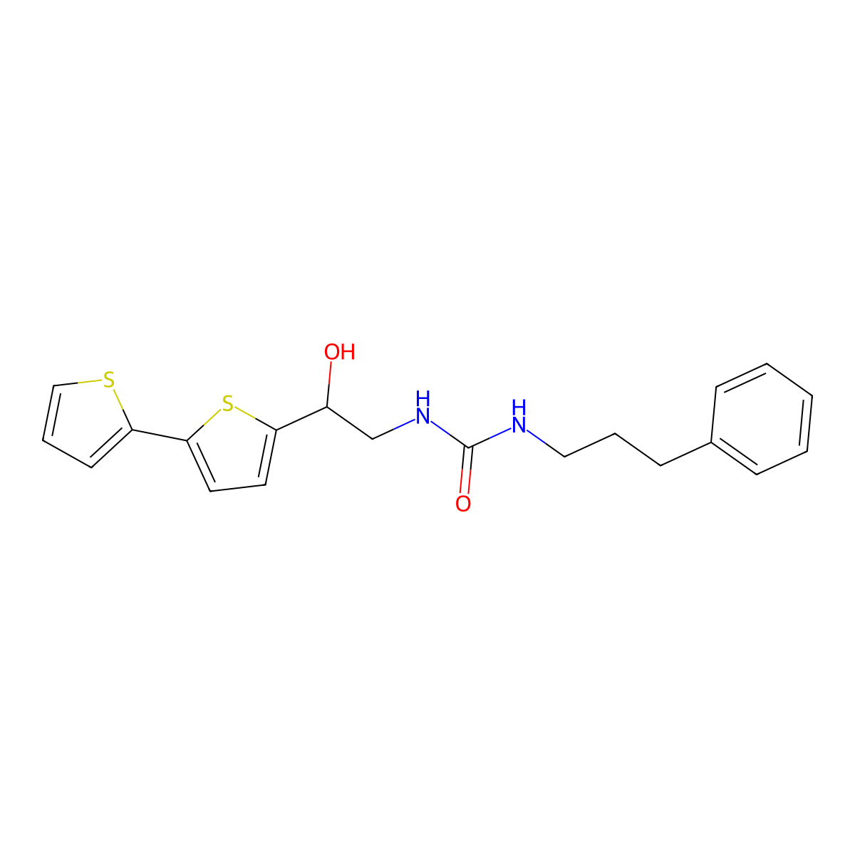 3-(2-{[2,2'-Bithiophene]-5-yl}-2-hydroxyethyl)-1-(3-phenylpropyl)urea molecular structure, CAS 2097888-70-3