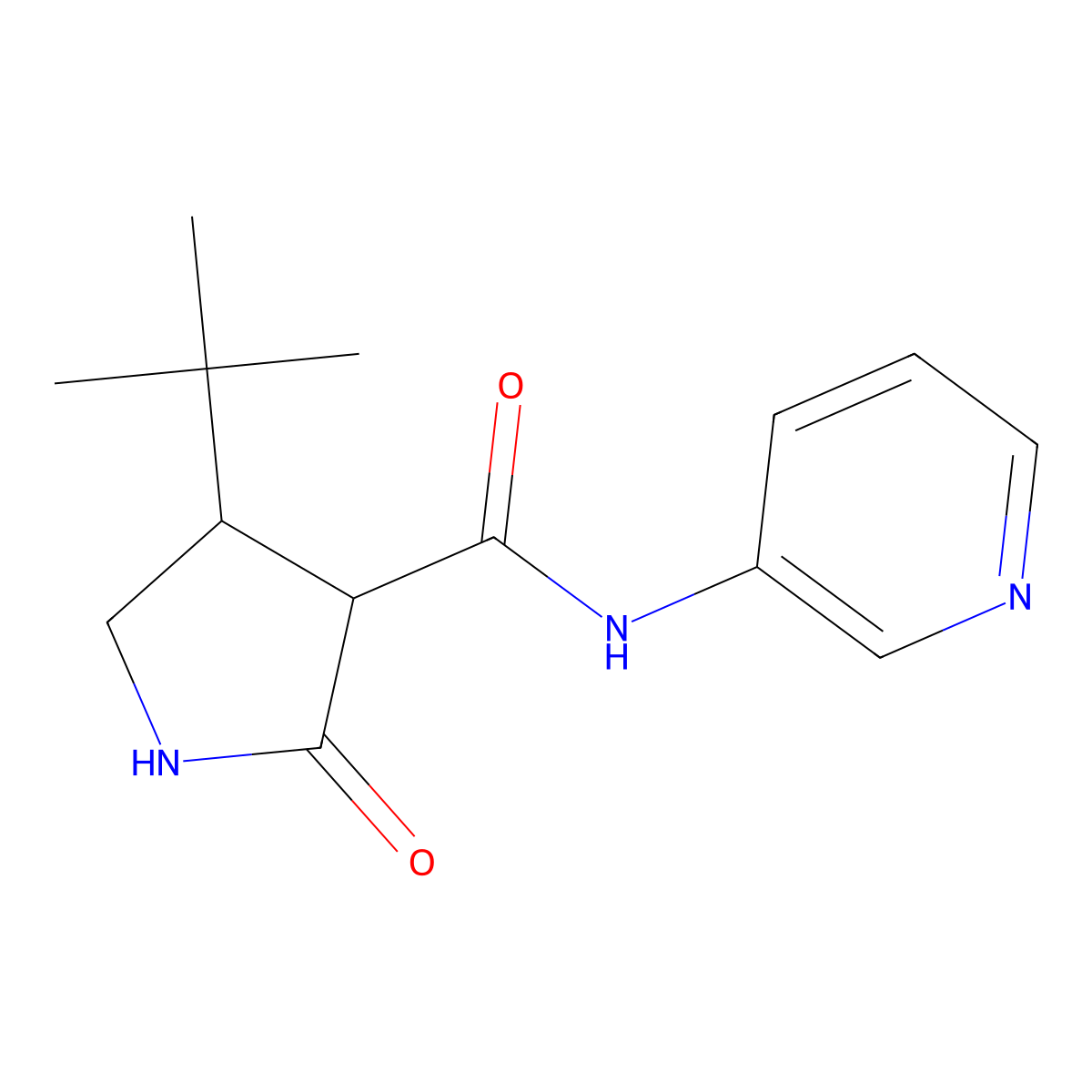 4-tert-butyl-2-oxo-N-(pyridin-3-yl)pyrrolidine-3-carboxamide molecular structure, CAS 2097888-76-9