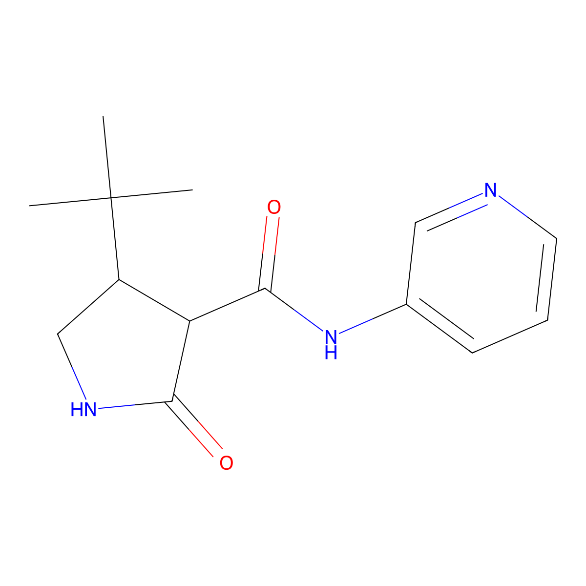 4-tert-butyl-2-oxo-N-(pyridin-3-yl)pyrrolidine-3-carboxamide molecular structure, CAS 2097888-76-9