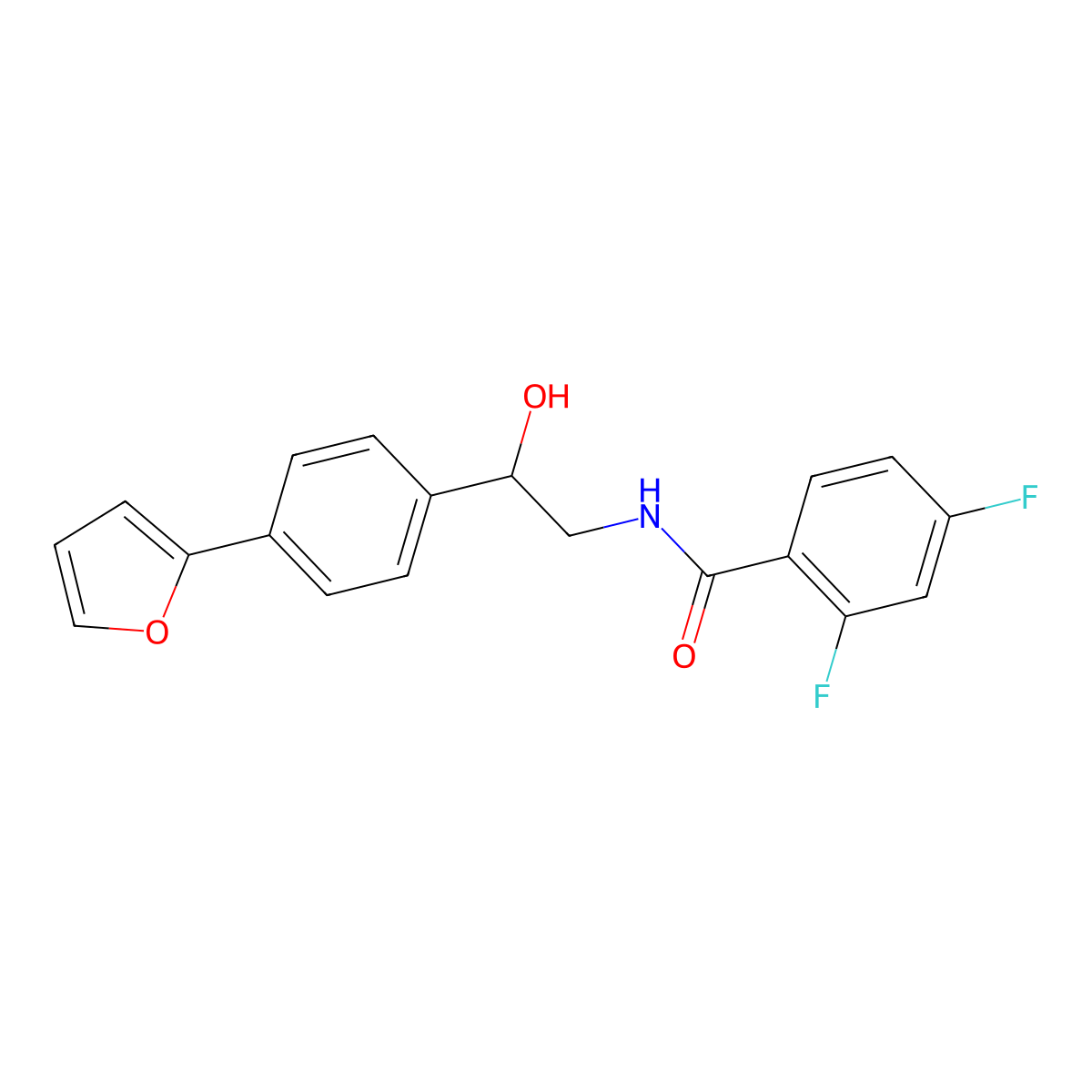 2,4-difluoro-N-{2-[4-(furan-2-yl)phenyl]-2-hydroxyethyl}benzamide molecular structure, CAS 2097888-82-7