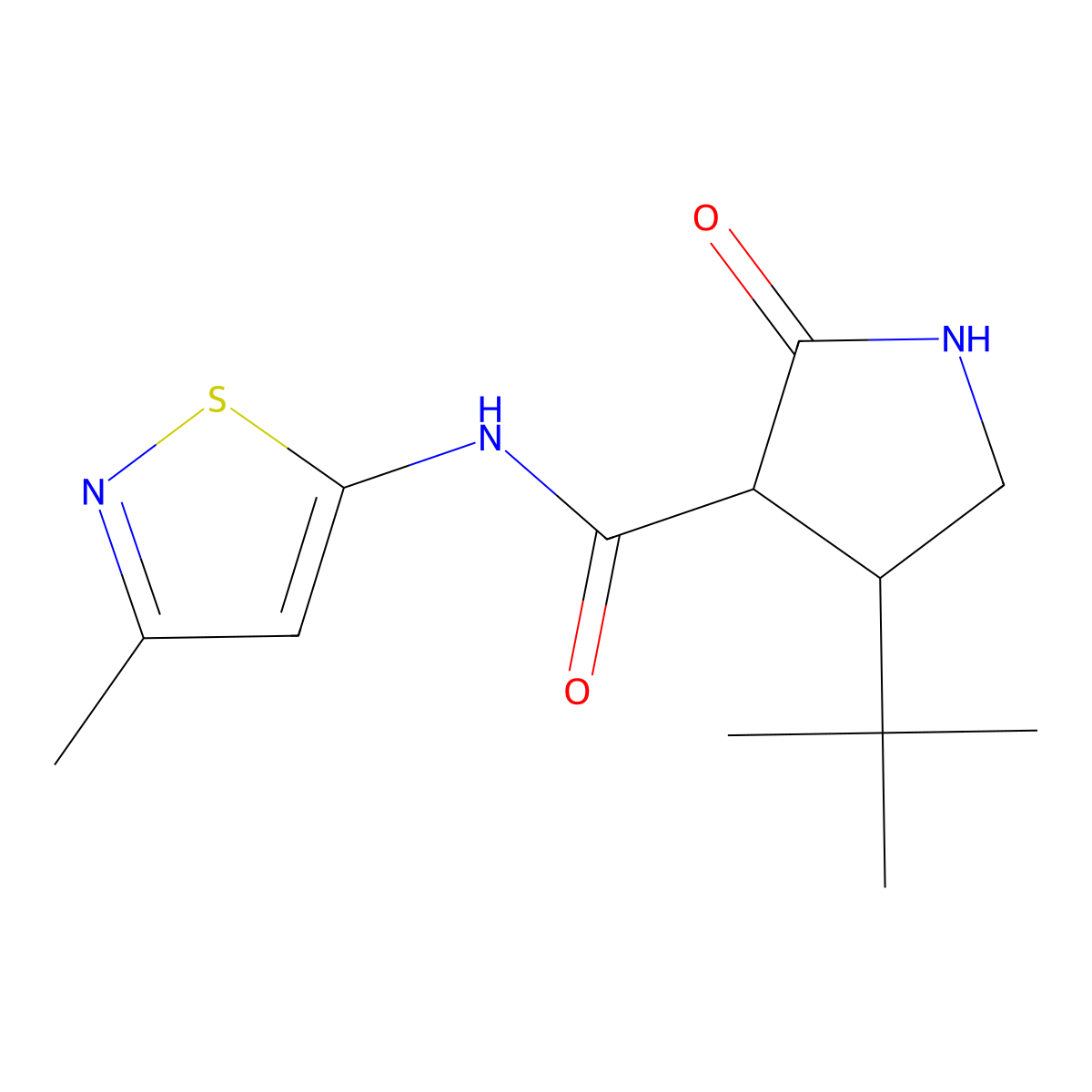 4-tert-butyl-N-(3-methyl-1,2-thiazol-5-yl)-2-oxopyrrolidine-3-carboxamide molecular structure, CAS 2097888-86-1