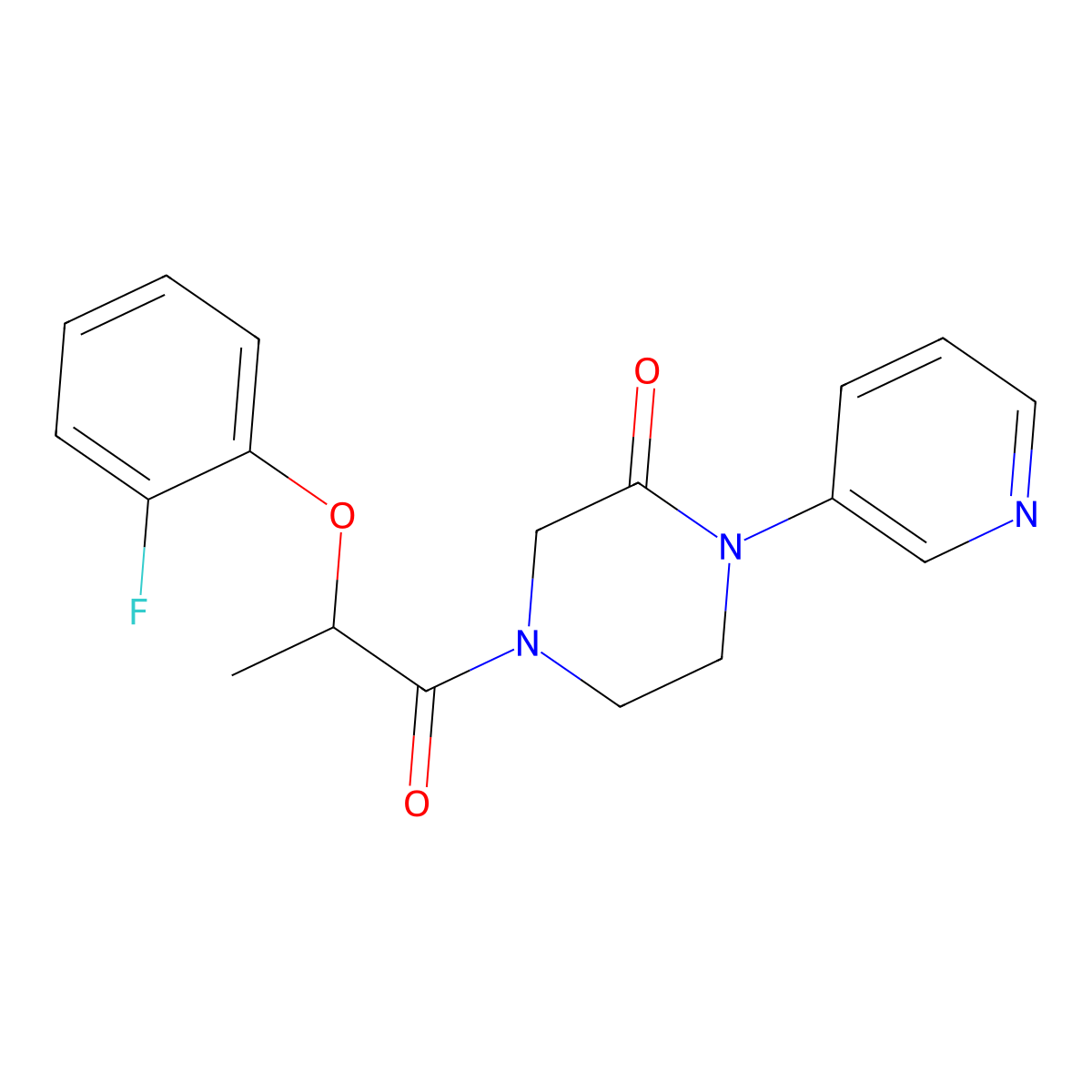 4-[2-(2-Fluorophenoxy)propanoyl]-1-(pyridin-3-yl)piperazin-2-one molecular structure, CAS 2097888-89-4