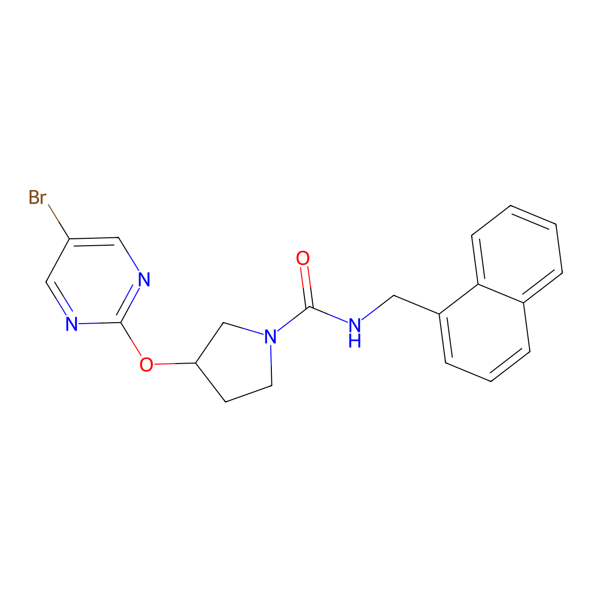 3-[(5-bromopyrimidin-2-yl)oxy]-N-[(naphthalen-1-yl)methyl]pyrrolidine-1-carboxamide molecular structure, CAS 2097888-90-7