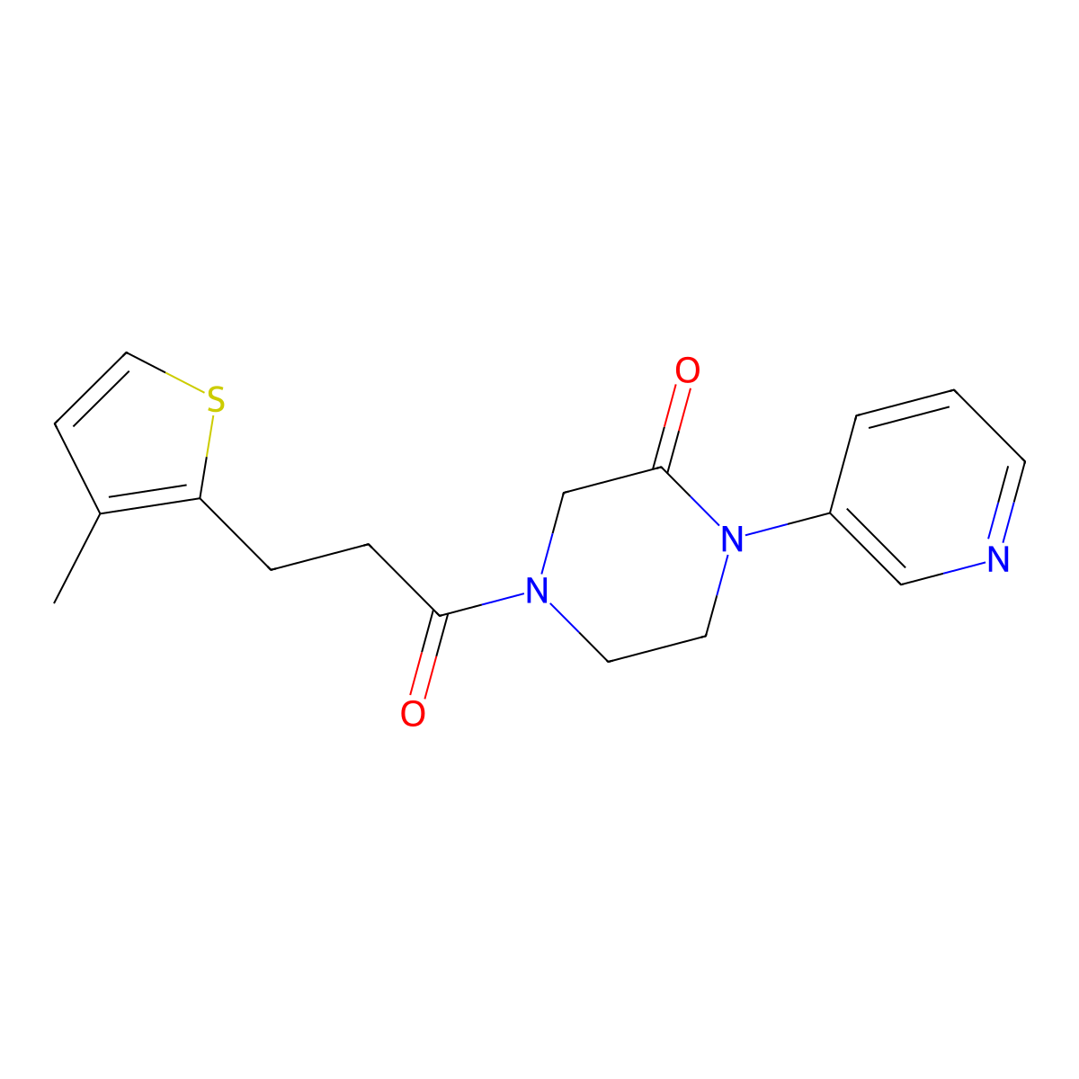 4-[3-(3-Methylthiophen-2-yl)propanoyl]-1-(pyridin-3-yl)piperazin-2-one molecular structure, CAS 2097888-93-0