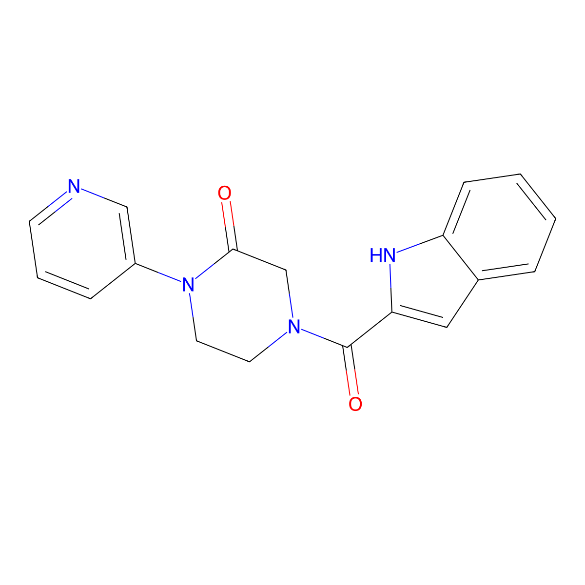 4-(1H-indole-2-carbonyl)-1-(pyridin-3-yl)piperazin-2-one molecular structure, CAS 2097888-97-4
