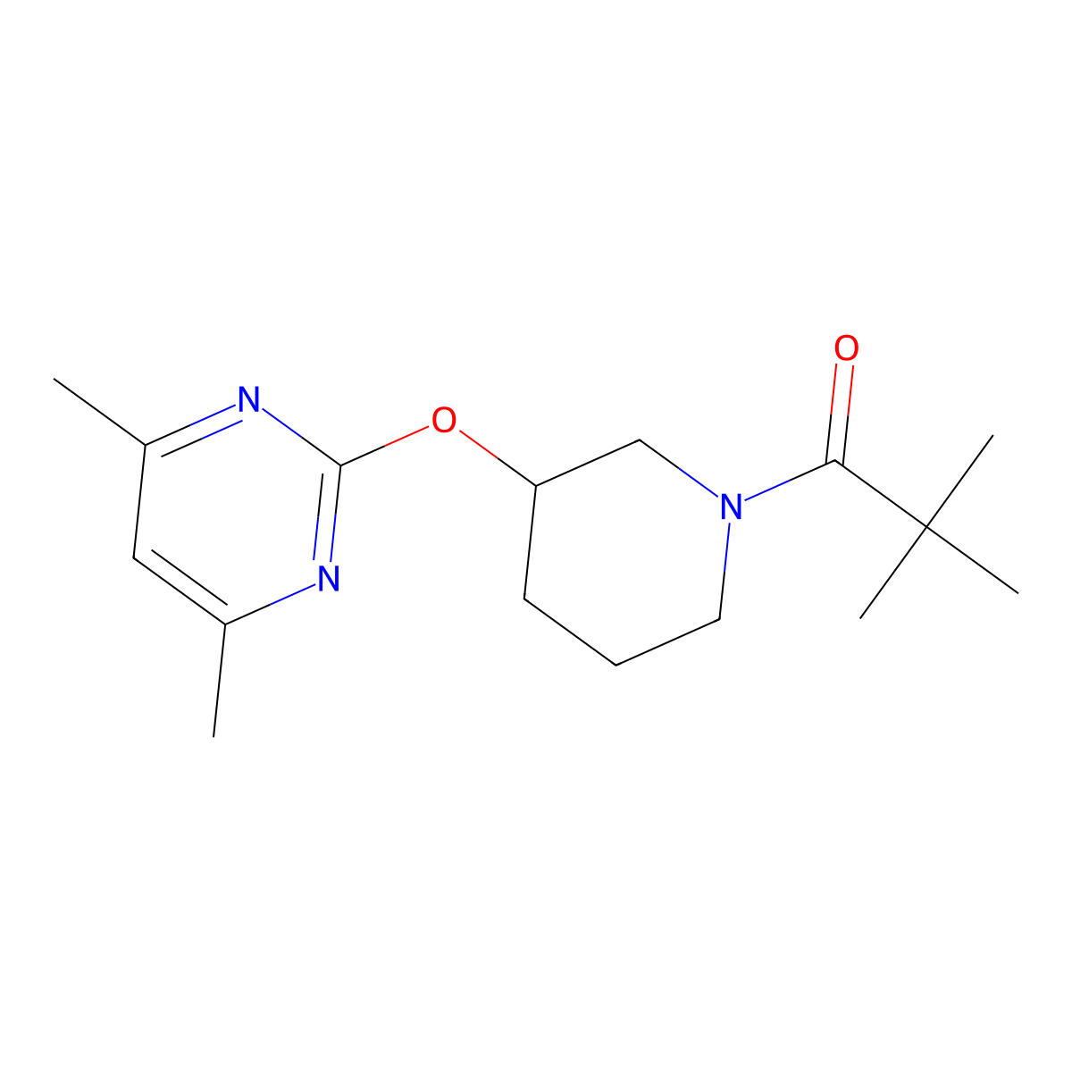 1-{3-[(4,6-Dimethylpyrimidin-2-yl)oxy]piperidin-1-yl}-2,2-dimethylpropan-1-one molecular structure, CAS 2097888-98-5
