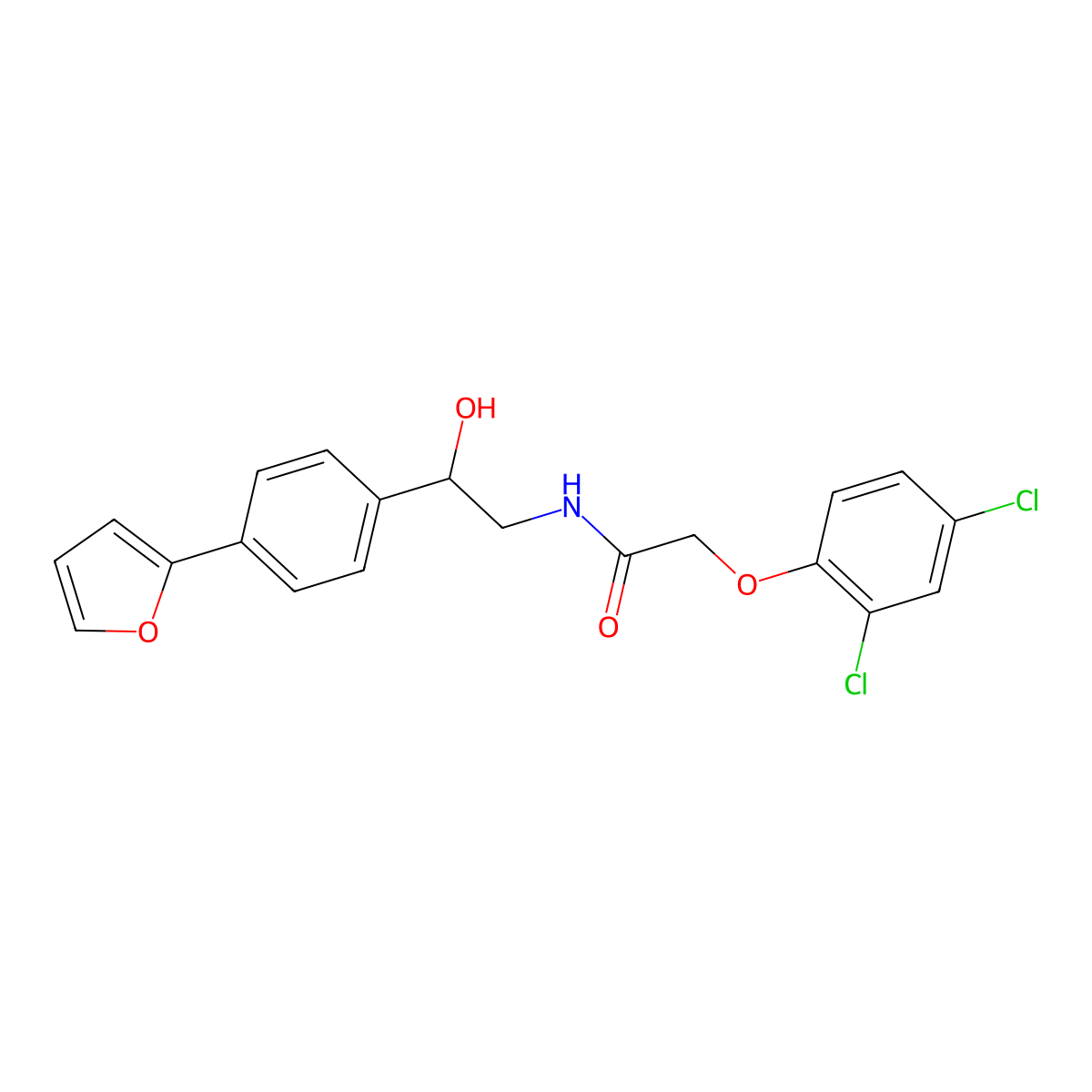 2-(2,4-dichlorophenoxy)-N-{2-[4-(furan-2-yl)phenyl]-2-hydroxyethyl}acetamide molecular structure, CAS 2097888-99-6