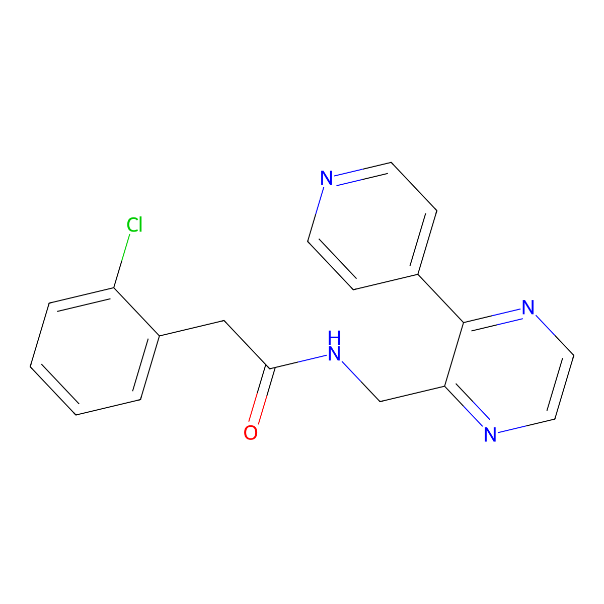 2-(2-chlorophenyl)-N-{[3-(pyridin-4-yl)pyrazin-2-yl]methyl}acetamide molecular structure, CAS 2097889-00-2
