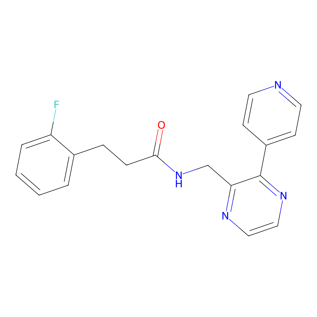 3-(2-fluorophenyl)-N-{[3-(pyridin-4-yl)pyrazin-2-yl]methyl}propanamide molecular structure, CAS 2097889-06-8